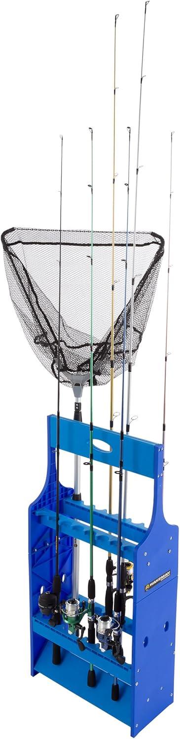 Fishing Rack Plastic Holder for 16 Rods - Organizer Stand for Home or Garage by Wakeman Outdoors