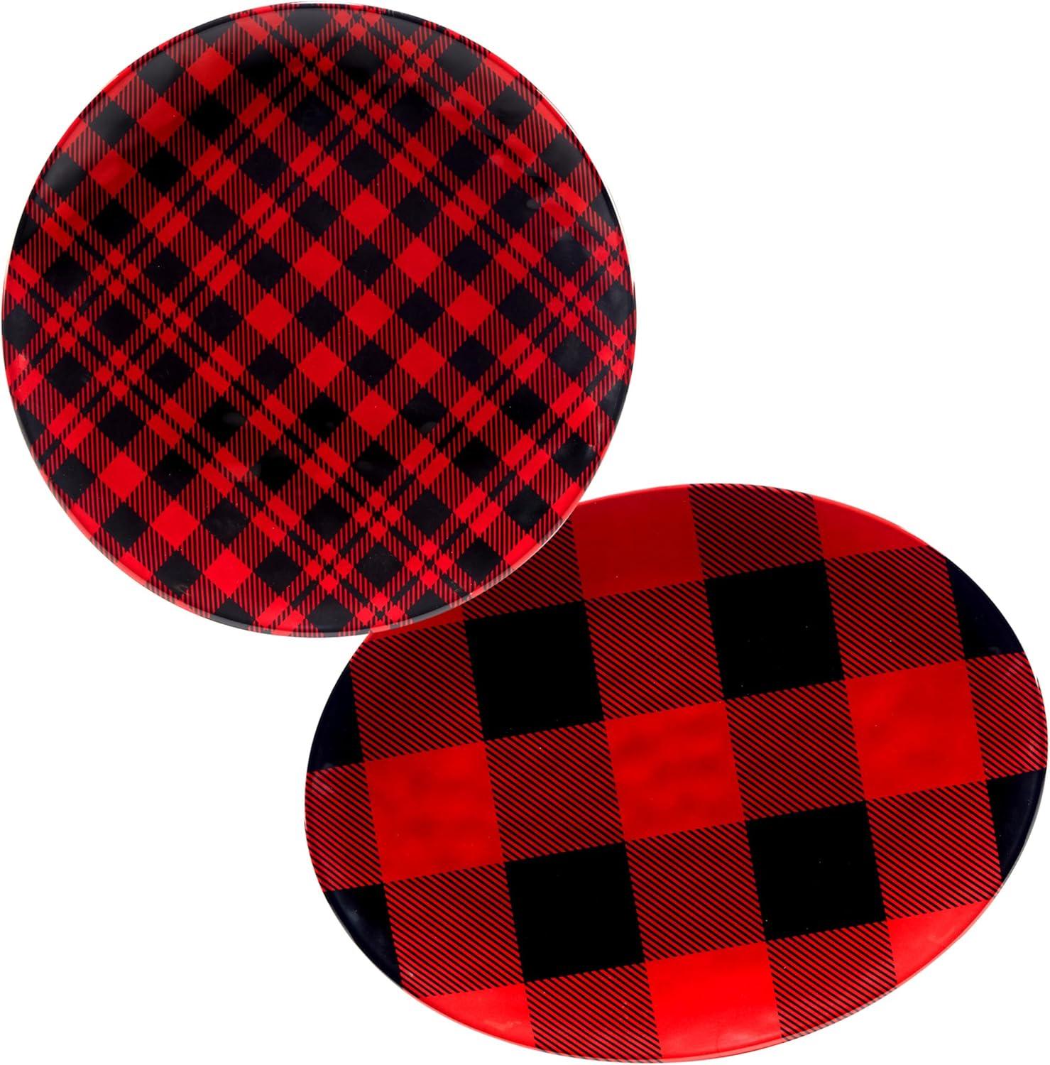 Red Buffalo Plaid 2pc Platter Set