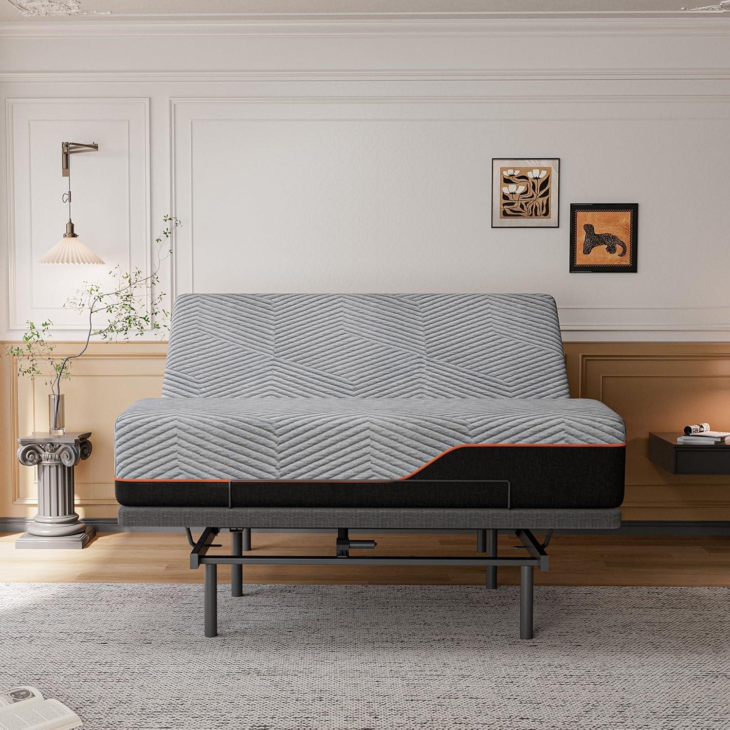 E3100 Zero Gravity Adjustable Bed, Massage, Wireless Remote & App Control, 14'' Ultra-Plush Black Mattress Included