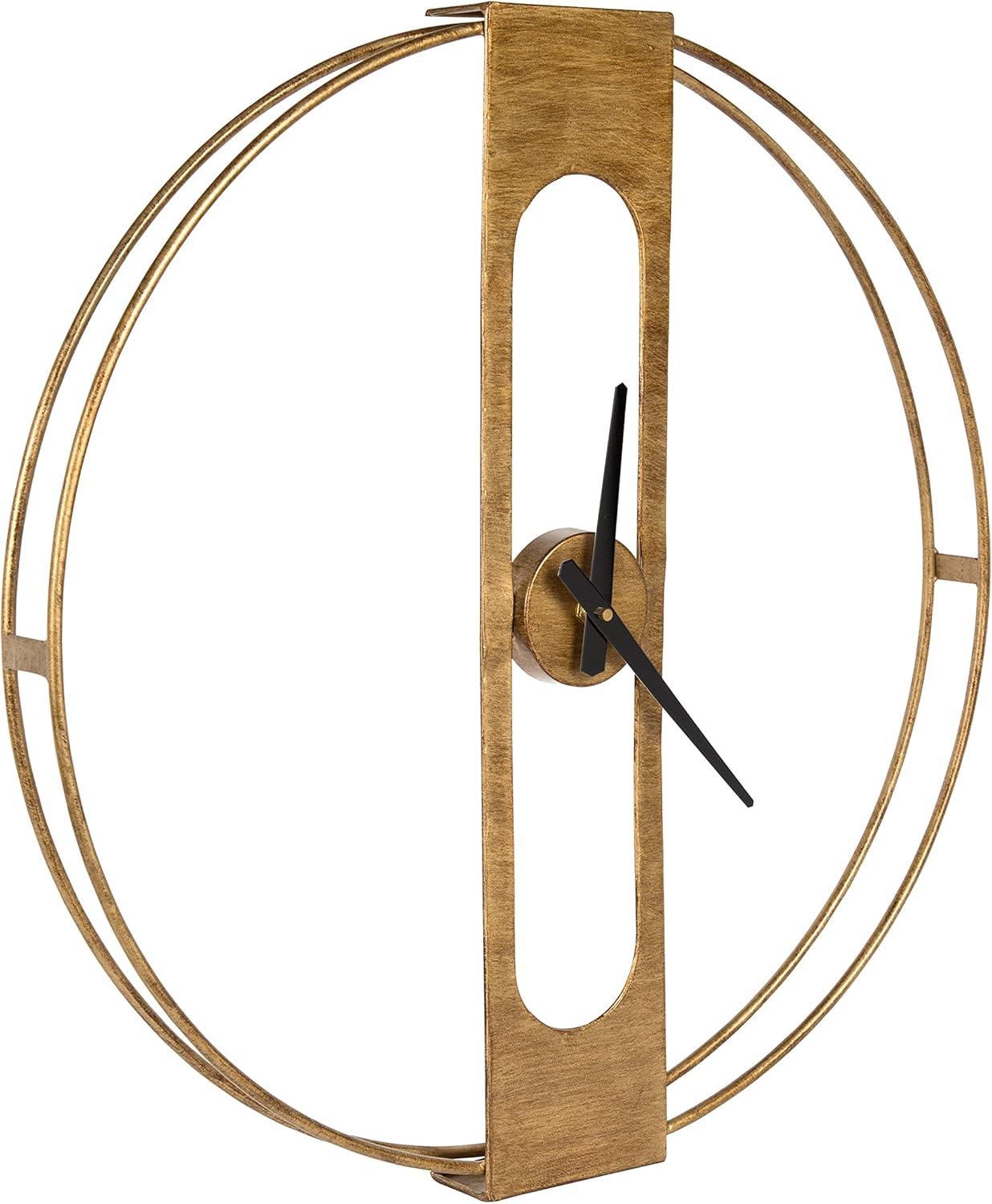 22" Gold Metal Numberless Wall Clock with Black Hands