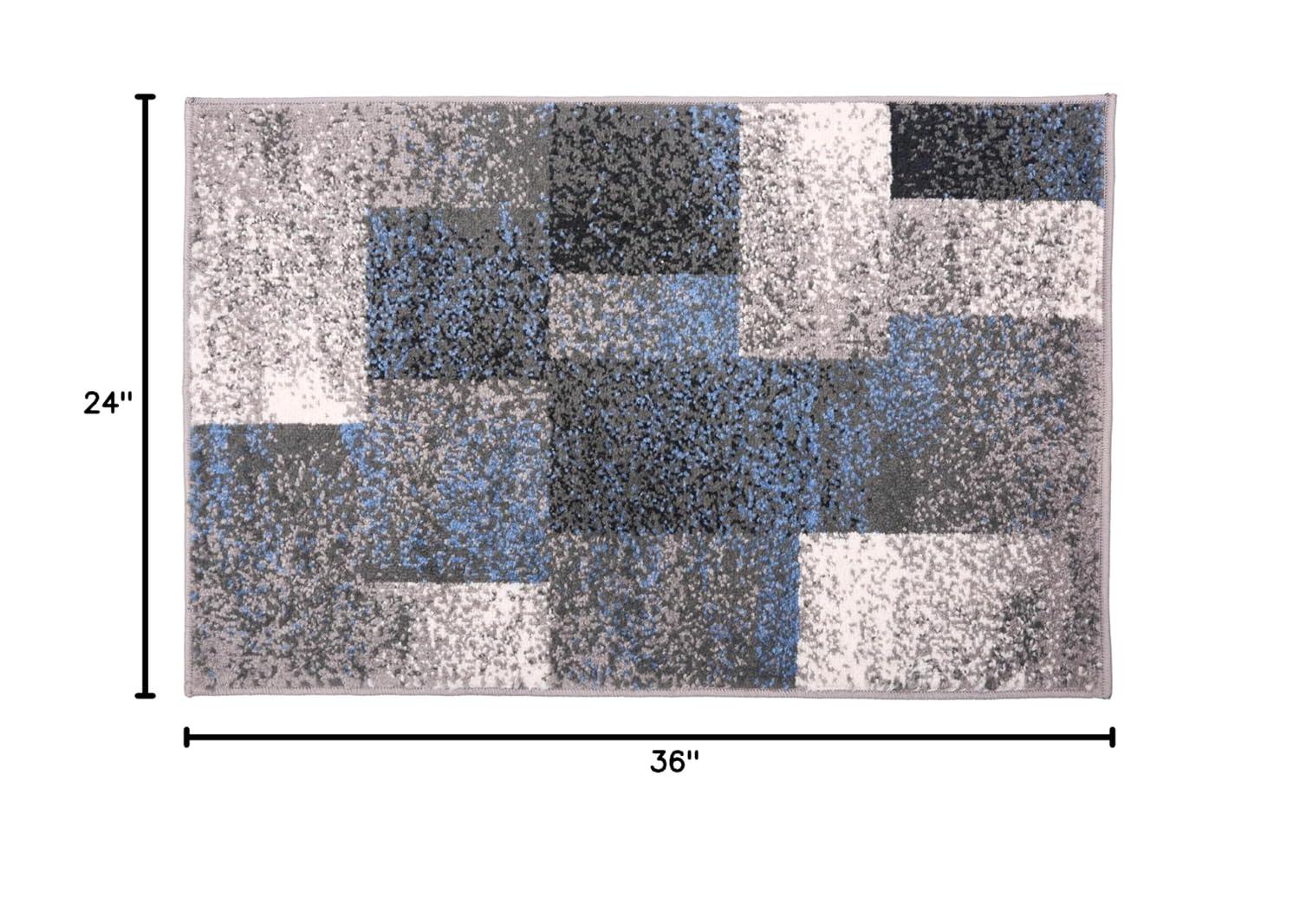 World Rug Gallery Contemporary Modern Geometric Boxes Area Rug - Blue 2' x 3'