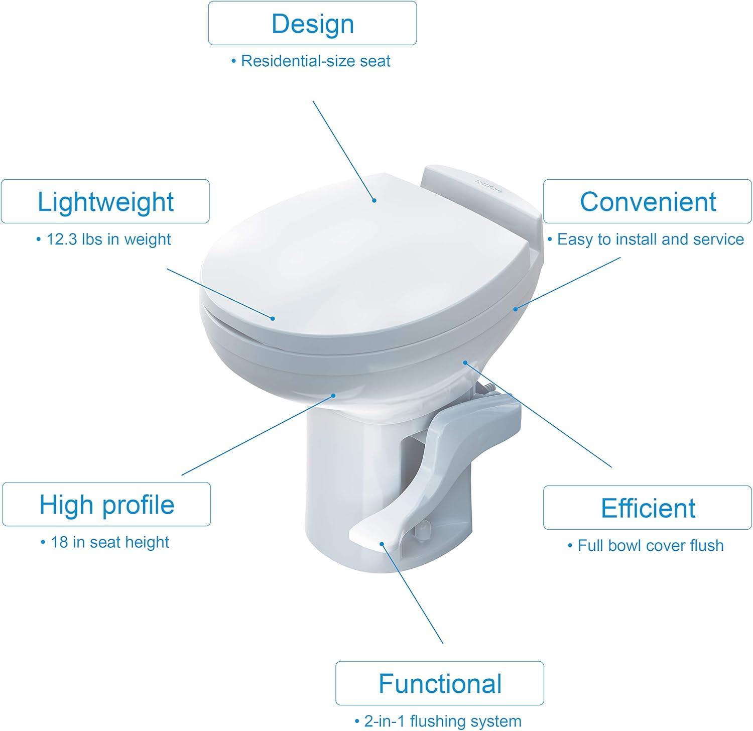 Thetford Aqua-Magic Residence RV Toilet, High, Round, White, 42169