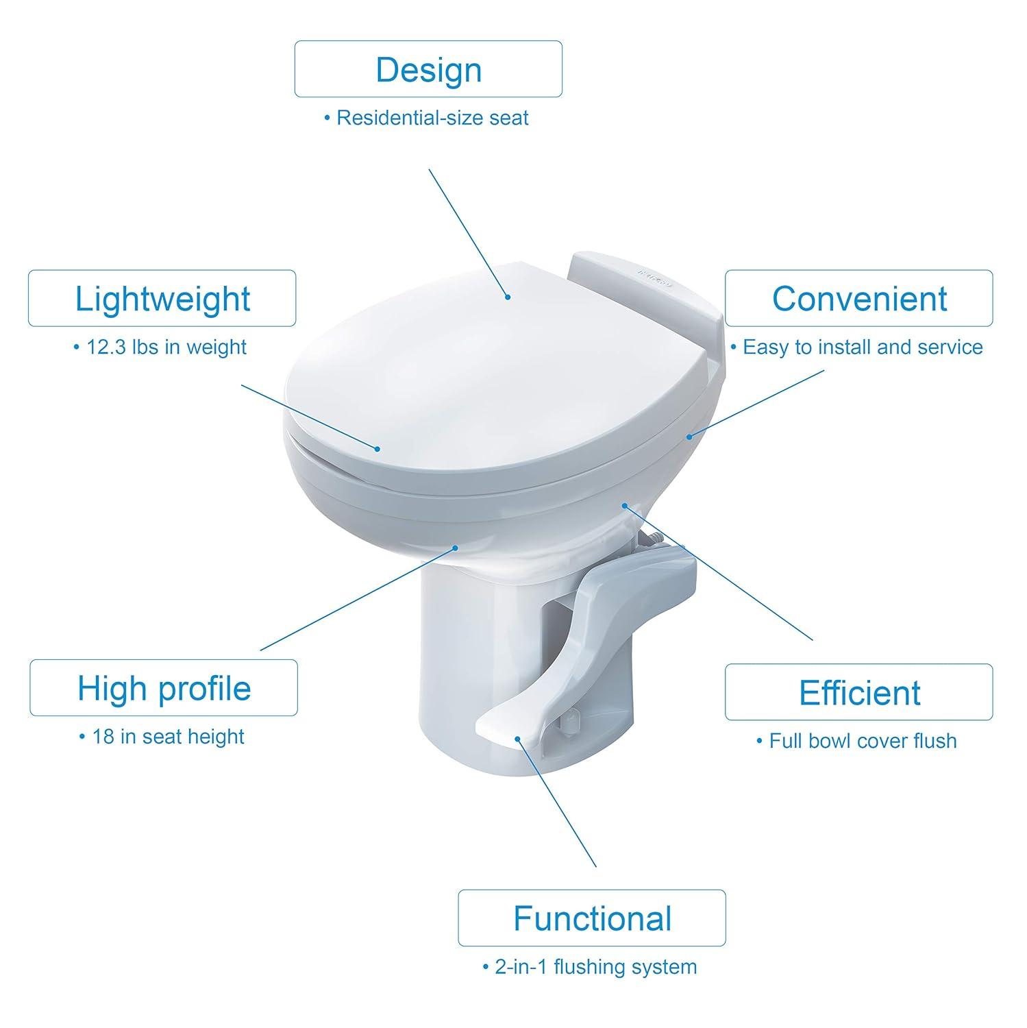 Thetford Aqua-Magic Residence RV Toilet, High, Round, White, 42169