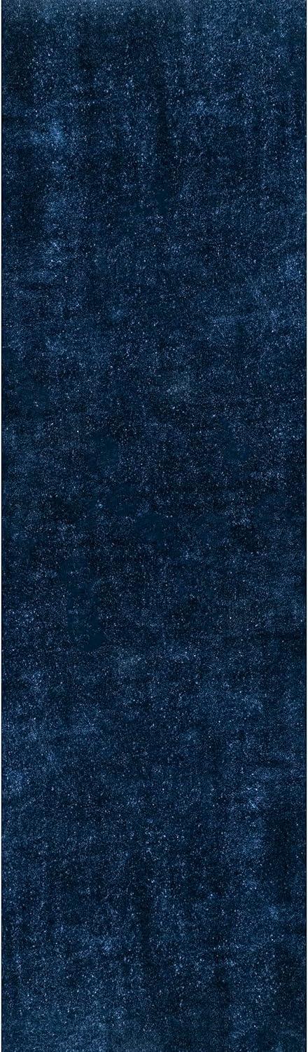 nuLOOM 2' x 10' Cozy Plush SuperiorWash Area Rug, Machine Washable, Non-Slip, Soft Fluffy Shag Carpet for Living Room Bedroom Nursery, Loni Navy