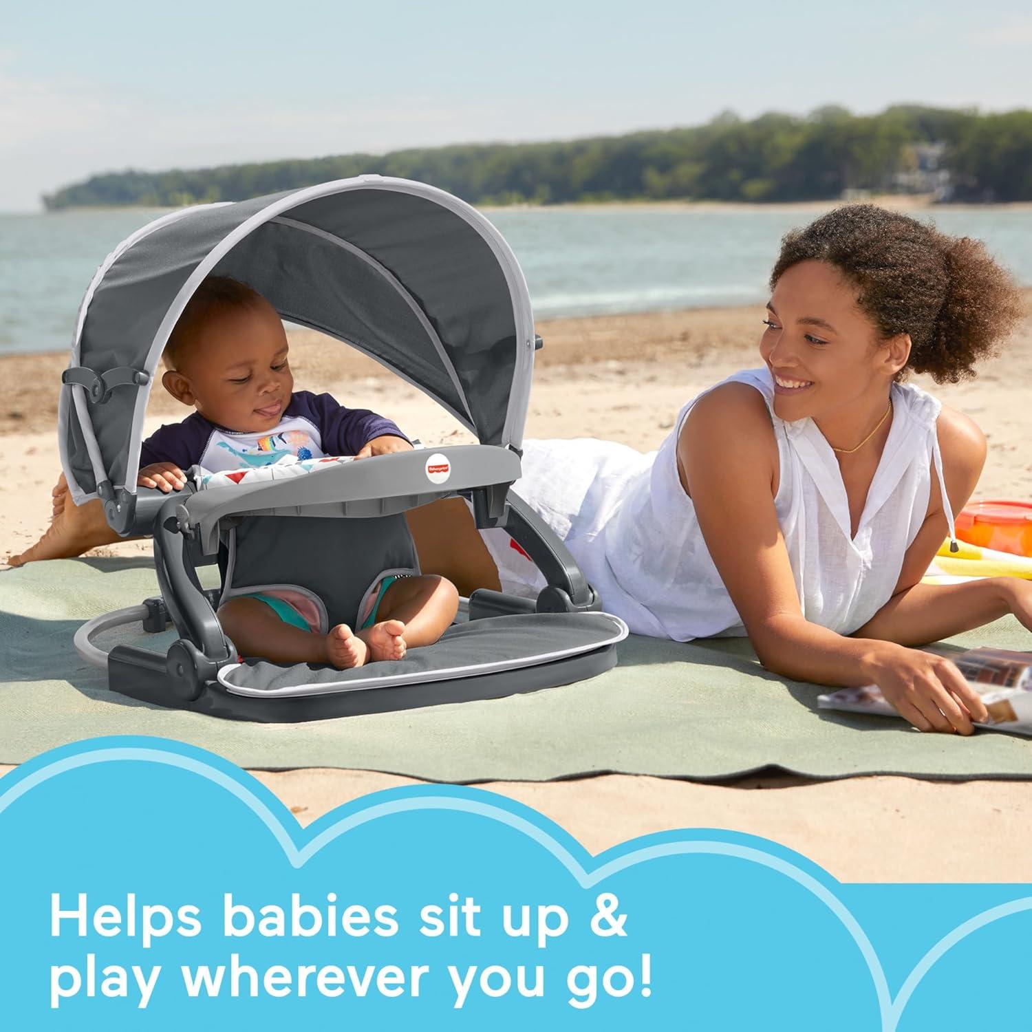 Fisher-Price Foldable Baby Travel Chair On The Go Sit Me Up Floor Seat