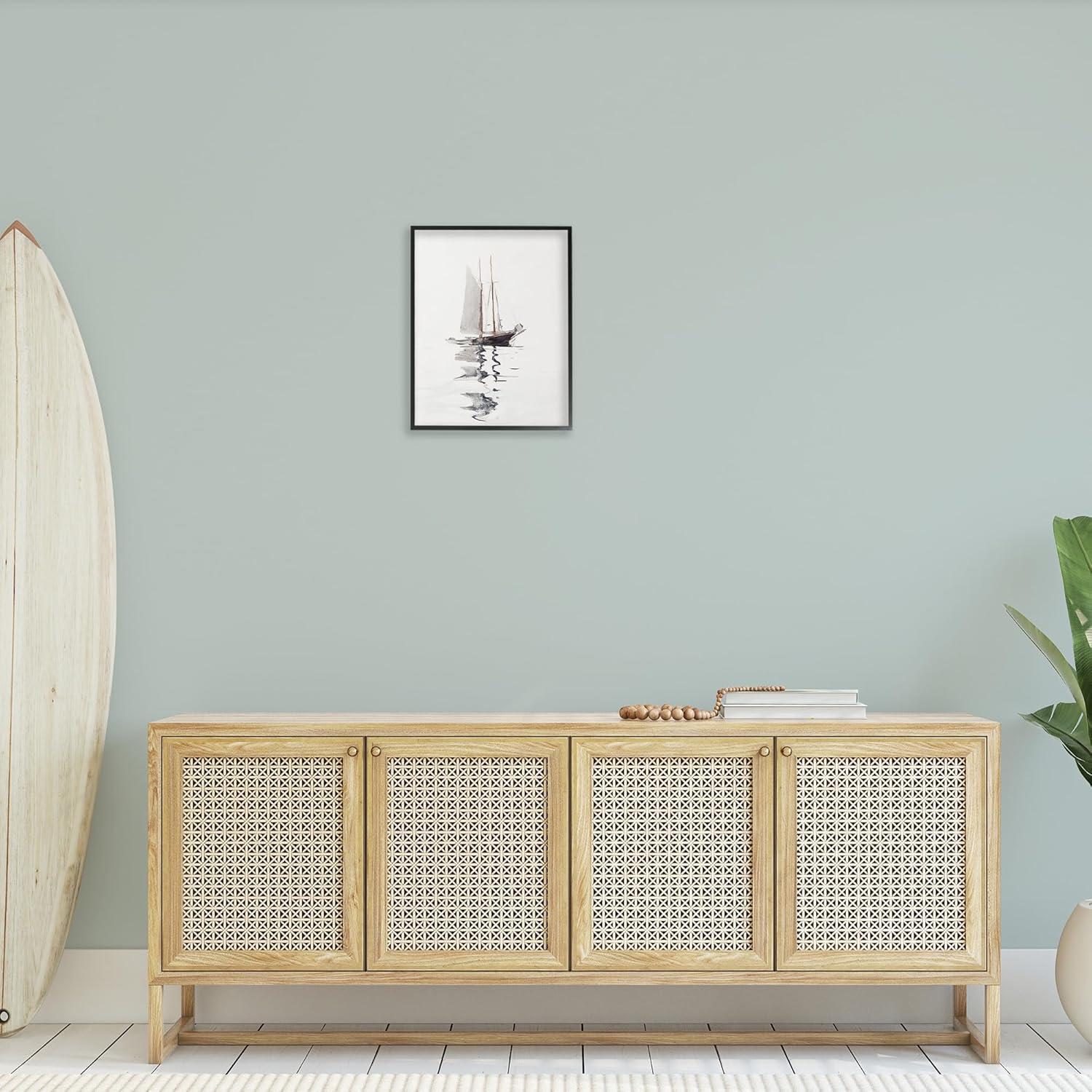 Stupell Industries " Tranquil Sailboat Vessel Floating Lone Ocean Reflection " by Lettered And Lined Painting Print