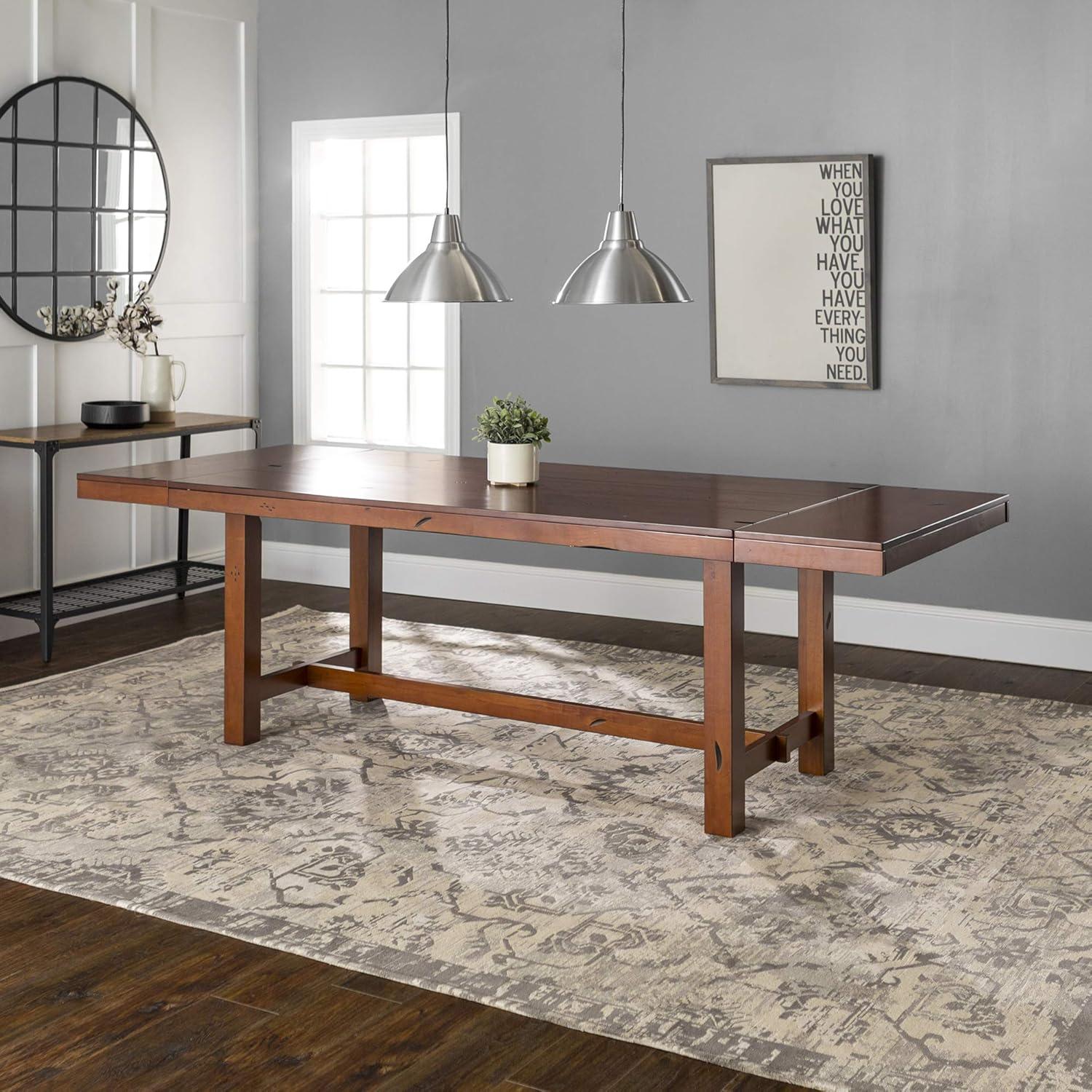 Walker Edison Country Expandable Dining Table, Dark Oak