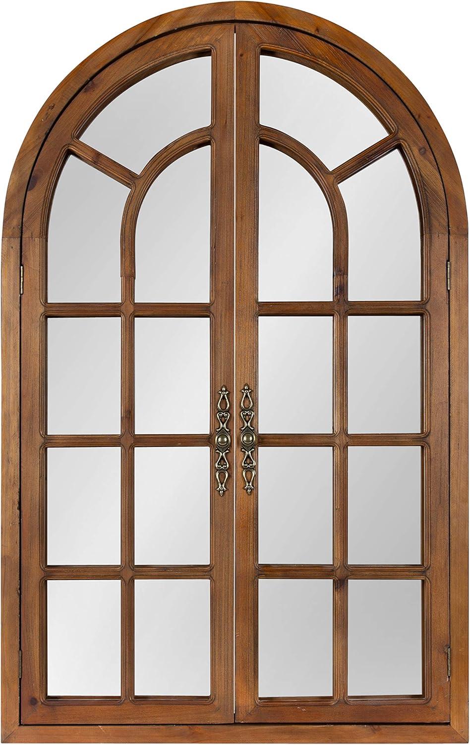 28"x44" Boldmere Arch Wall Mirror White - Kate & Laurel All Things Decor: Rustic Farmhouse Windowpane