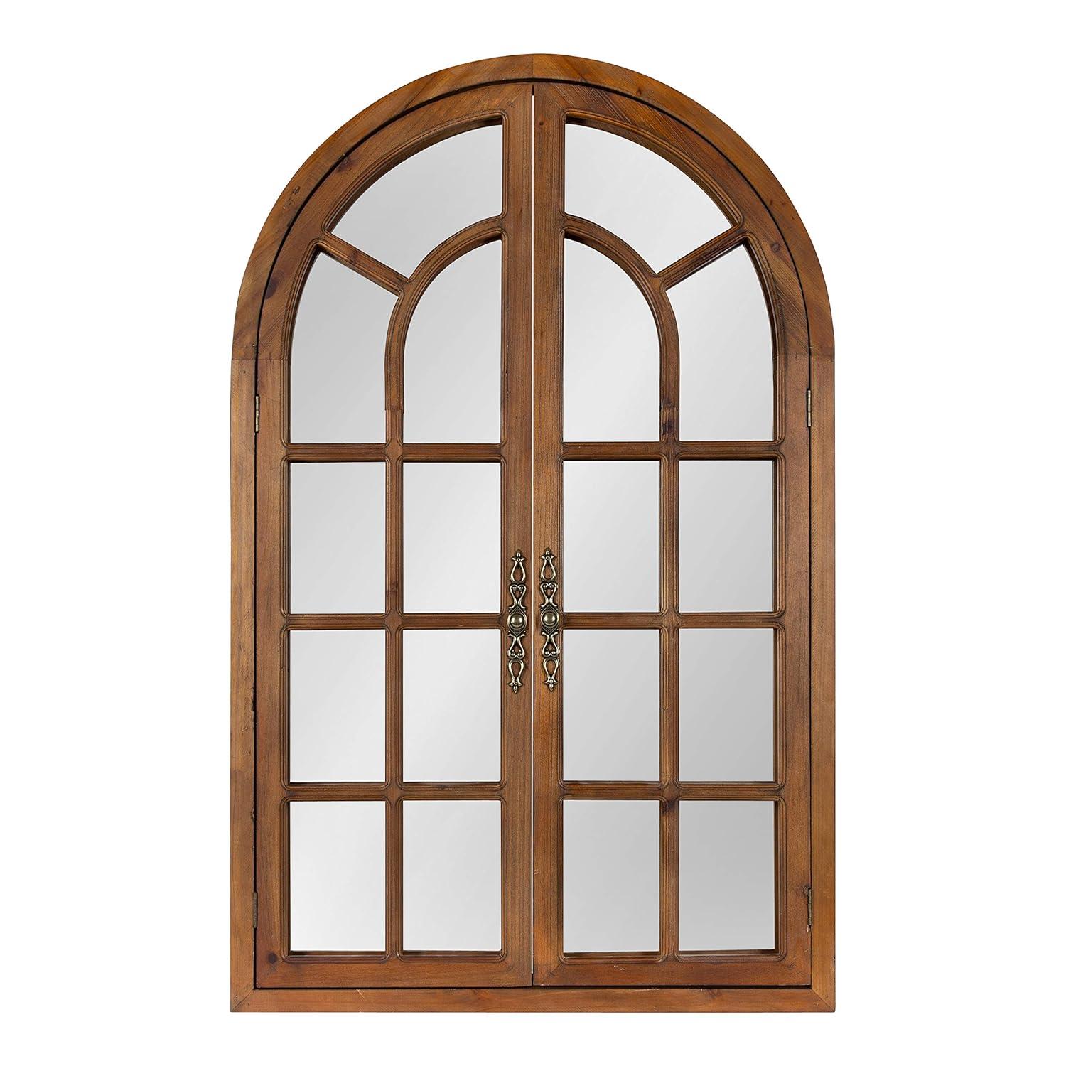 28"x44" Boldmere Arch Wall Mirror White - Kate & Laurel All Things Decor: Rustic Farmhouse Windowpane