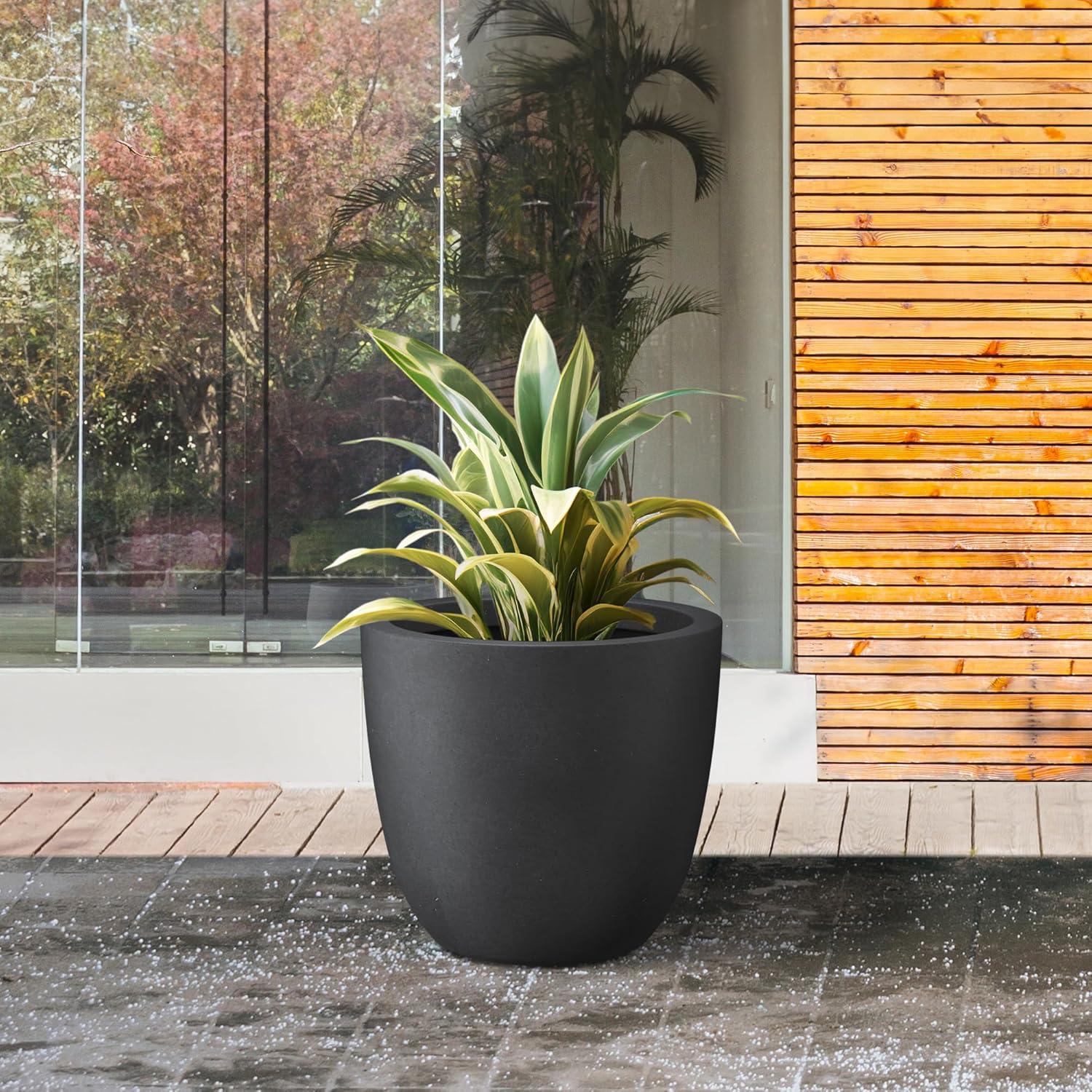 Set of 3 17" Kante Seamless Concrete Planters for Patio & Garden - Rosemead Home & Garden, Inc.