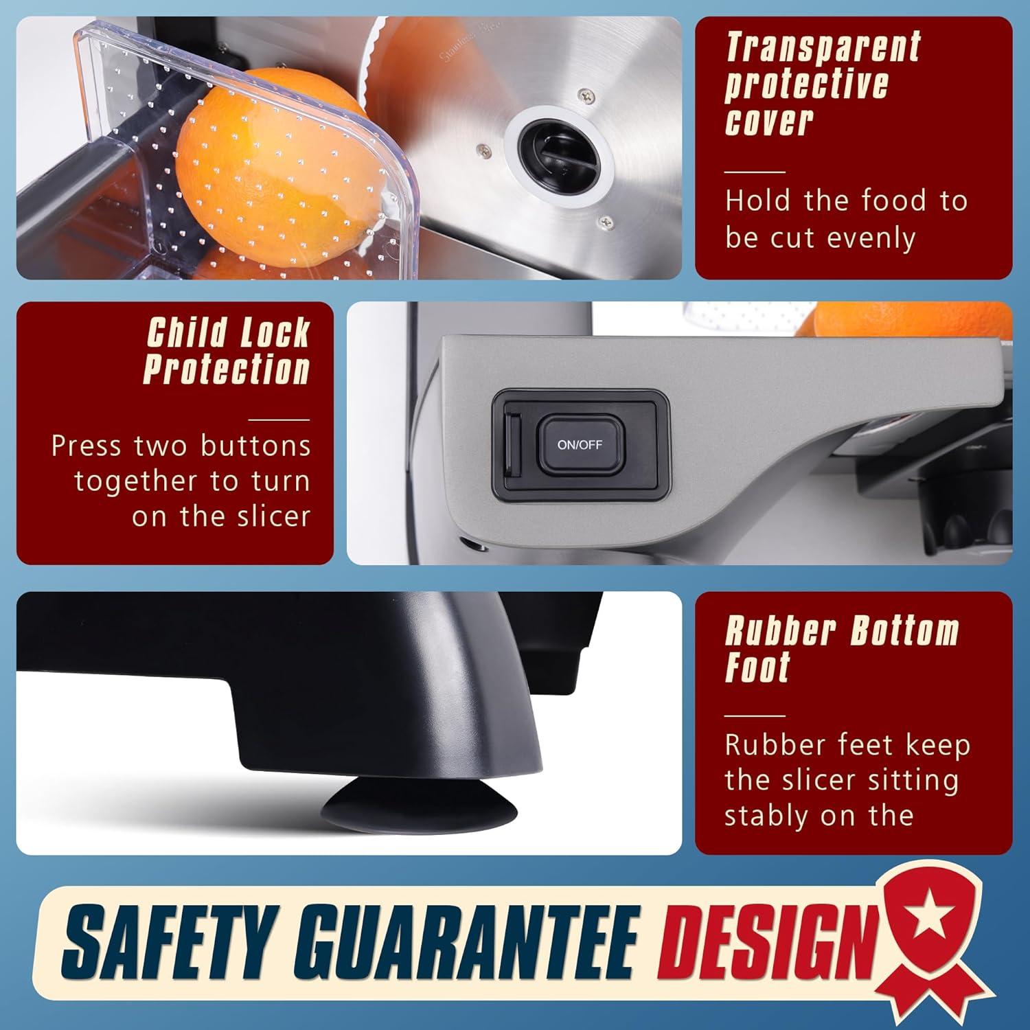 Fashionwu Fashionwu  Commercial Electric Meat Slicer 10" Food Cutter 240W Frozen Deli Slicer Machine