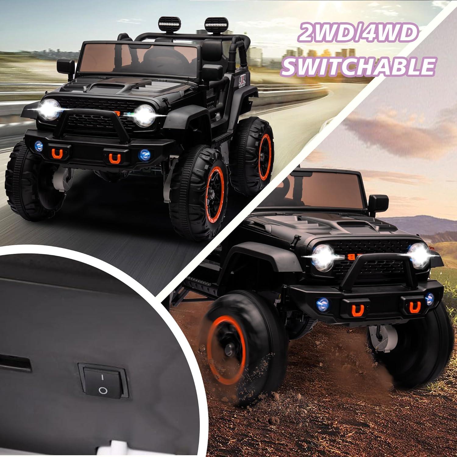 24V Black 2-Seater Electric SUV Ride-On Car with Remote Control