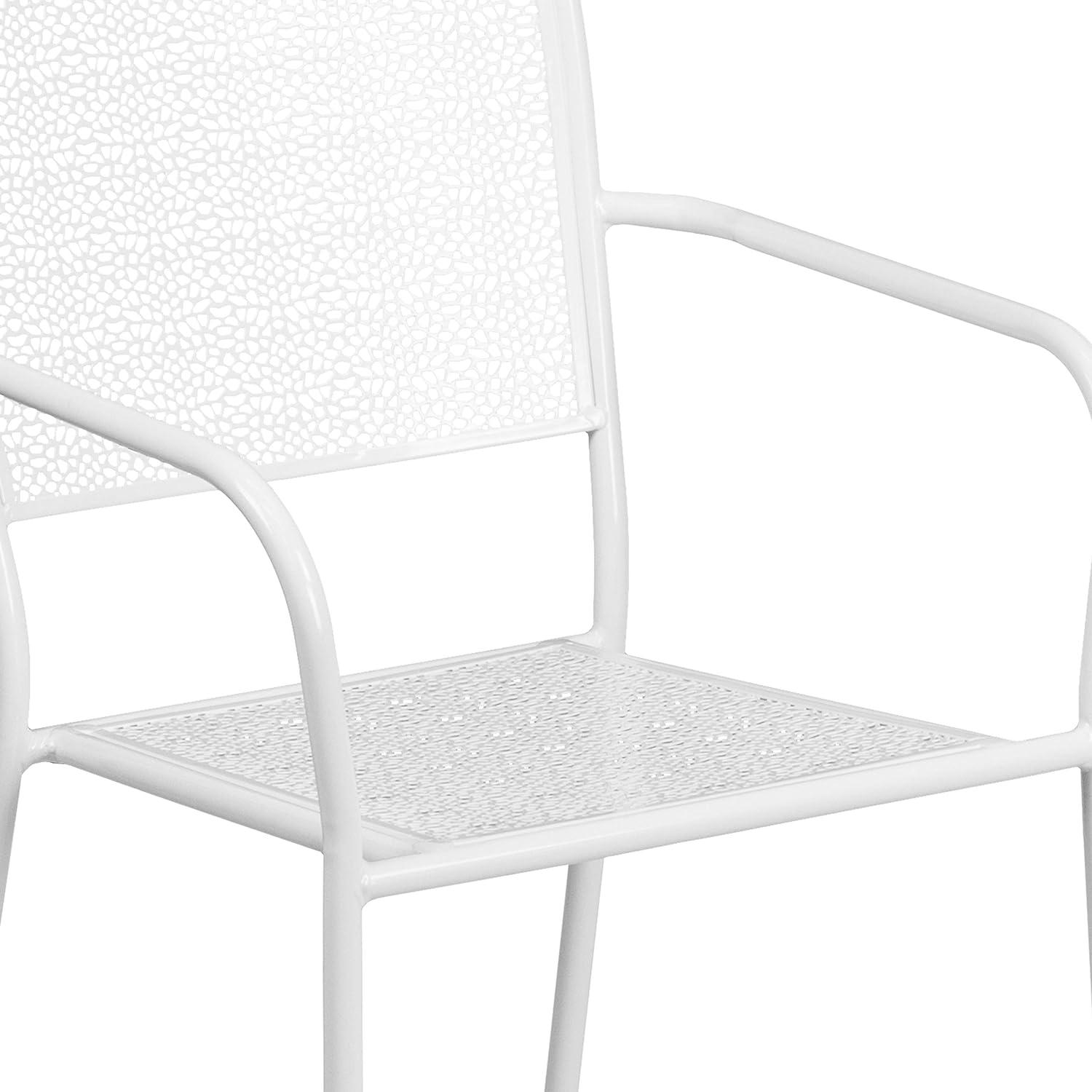 Rain Flower White Steel Stackable Outdoor Dining Chair