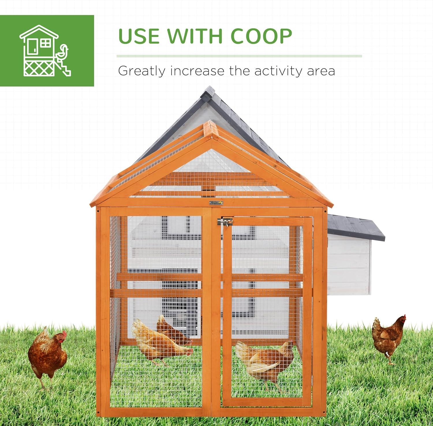 Chicken Run, Wooden Large Chicken Coop, Combinable Design With Perches & Doors For Outdoor, Backyard, Farm, 4.6' X 2.8', Nature Wood