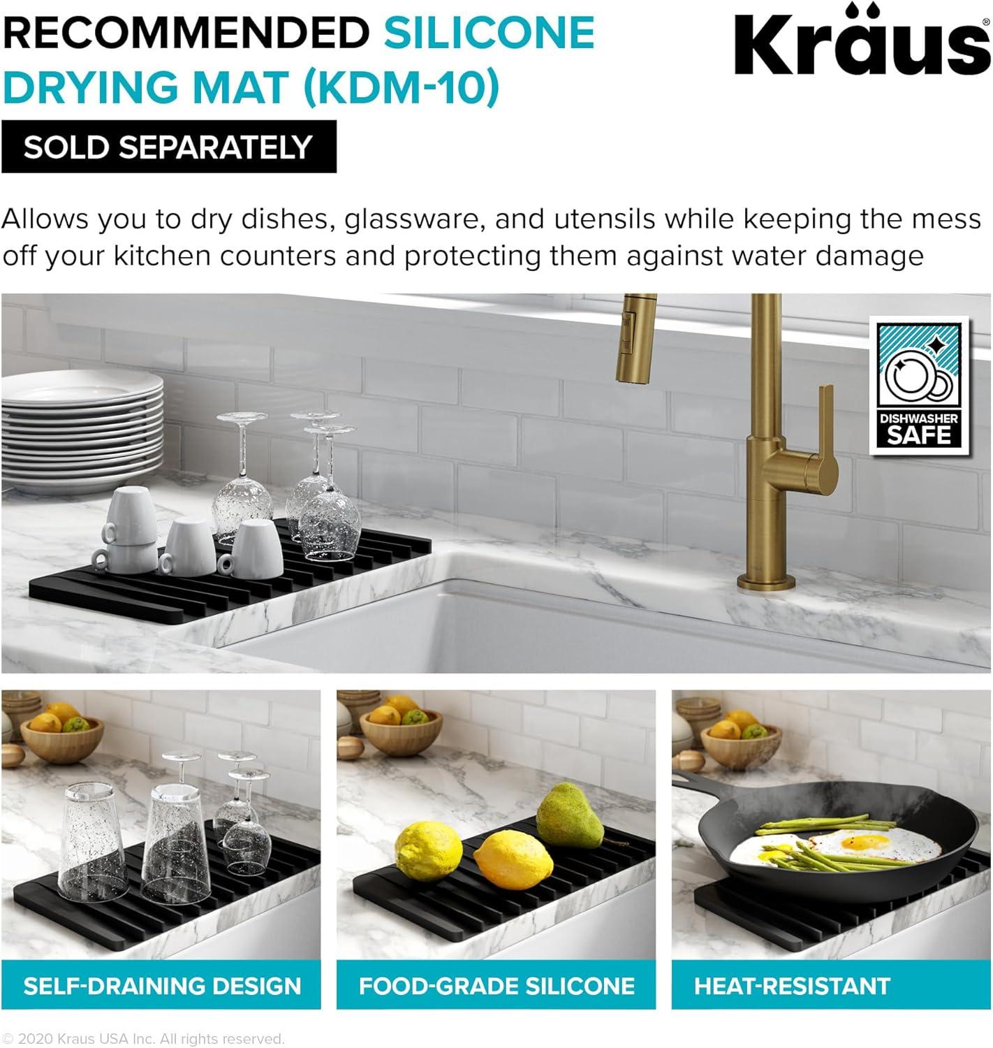 KRAUS Turino™ Workstation 33" L Farmhouse Reversible Apron Front Fireclay Single Bowl Kitchen Sink