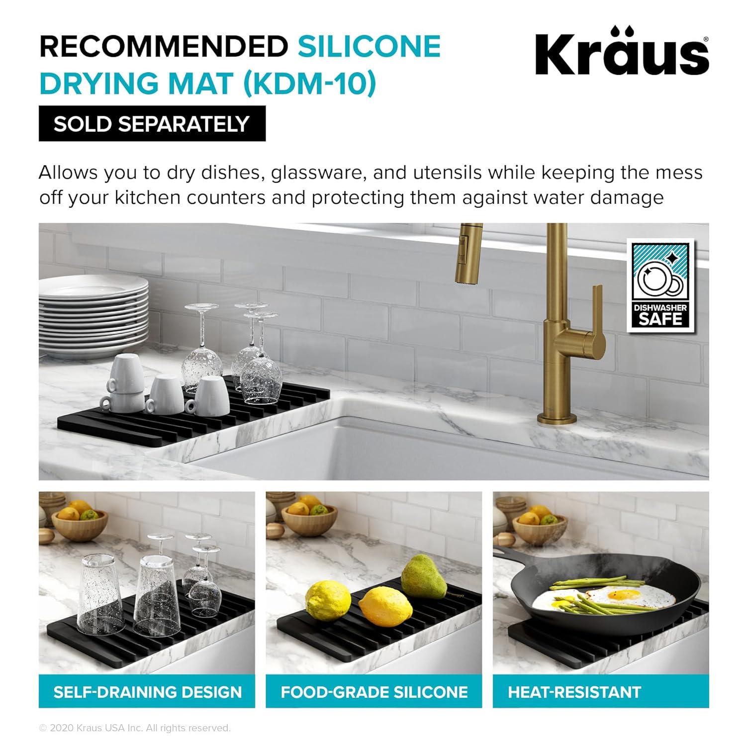 KRAUS Turino™ Workstation 33" L Farmhouse Reversible Apron Front Fireclay Single Bowl Kitchen Sink