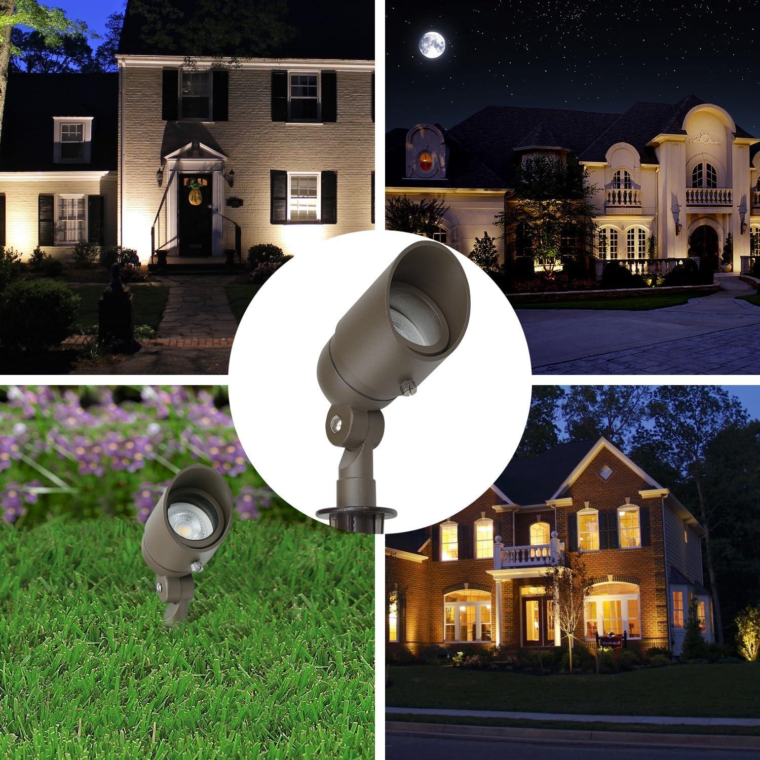 4W Landscape Spotlights (2-Pack) | Low Voltage Outdoor Spot Lights - 12V 3000K Outdoor LED Spotlight | Landscape Spotlight for House Lighting Tree Lighting | MR16 4W LED Bulb (Bronze)