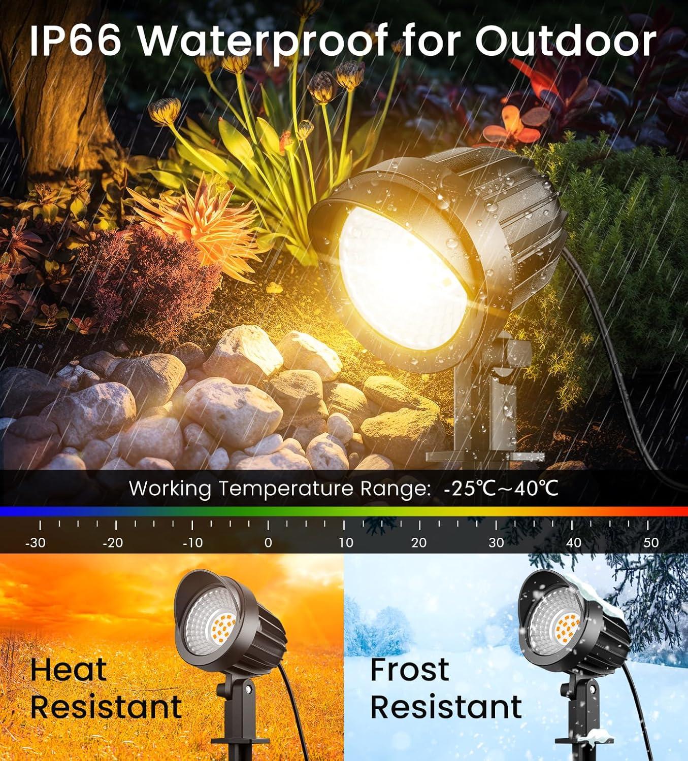 7W LED Black Aluminum Waterproof Outdoor Pathway Spotlights, 4-Pack