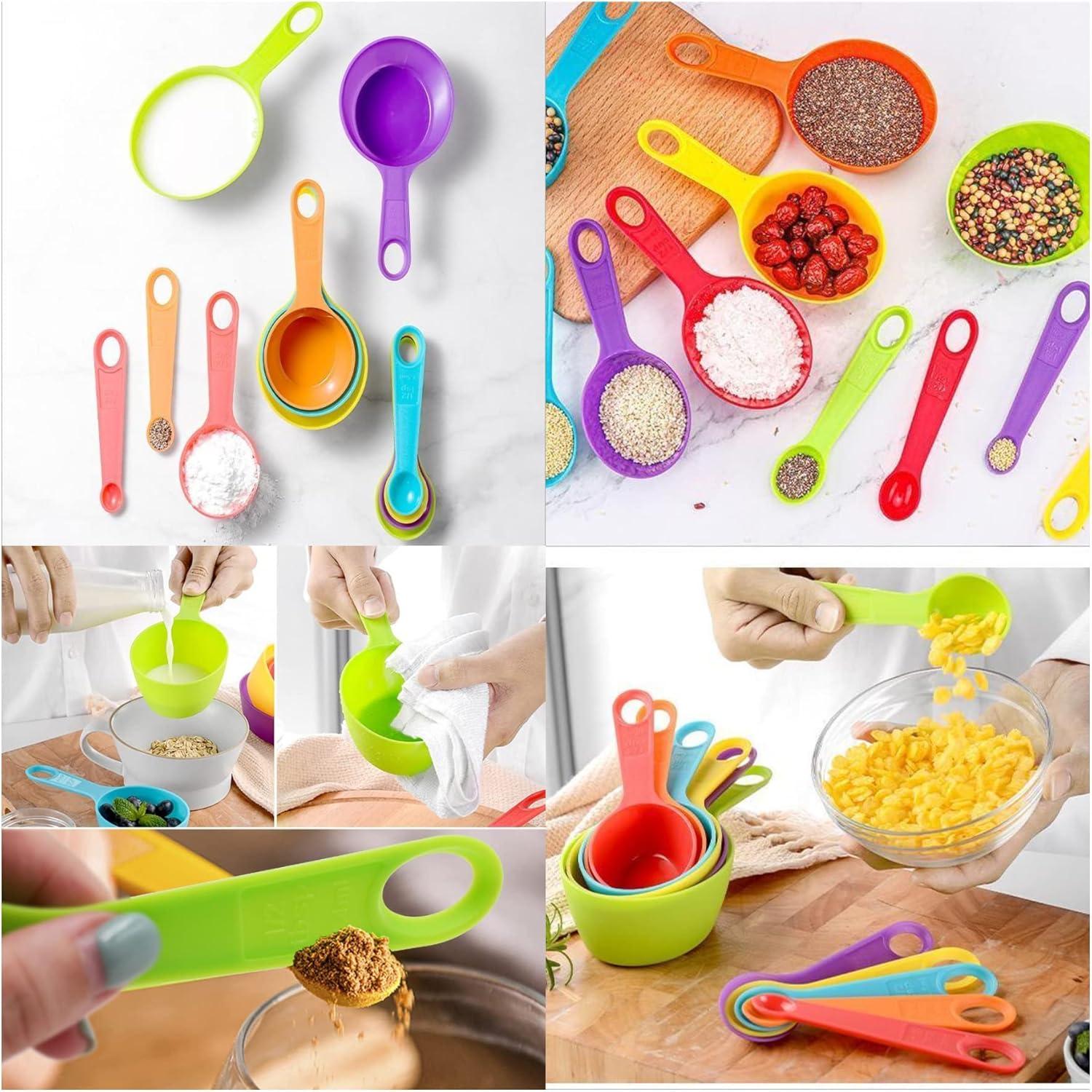 SPOORYYO 12-Piece Colorful Stackable Measuring Cup and Spoon Set for Precise Baking and Cooking