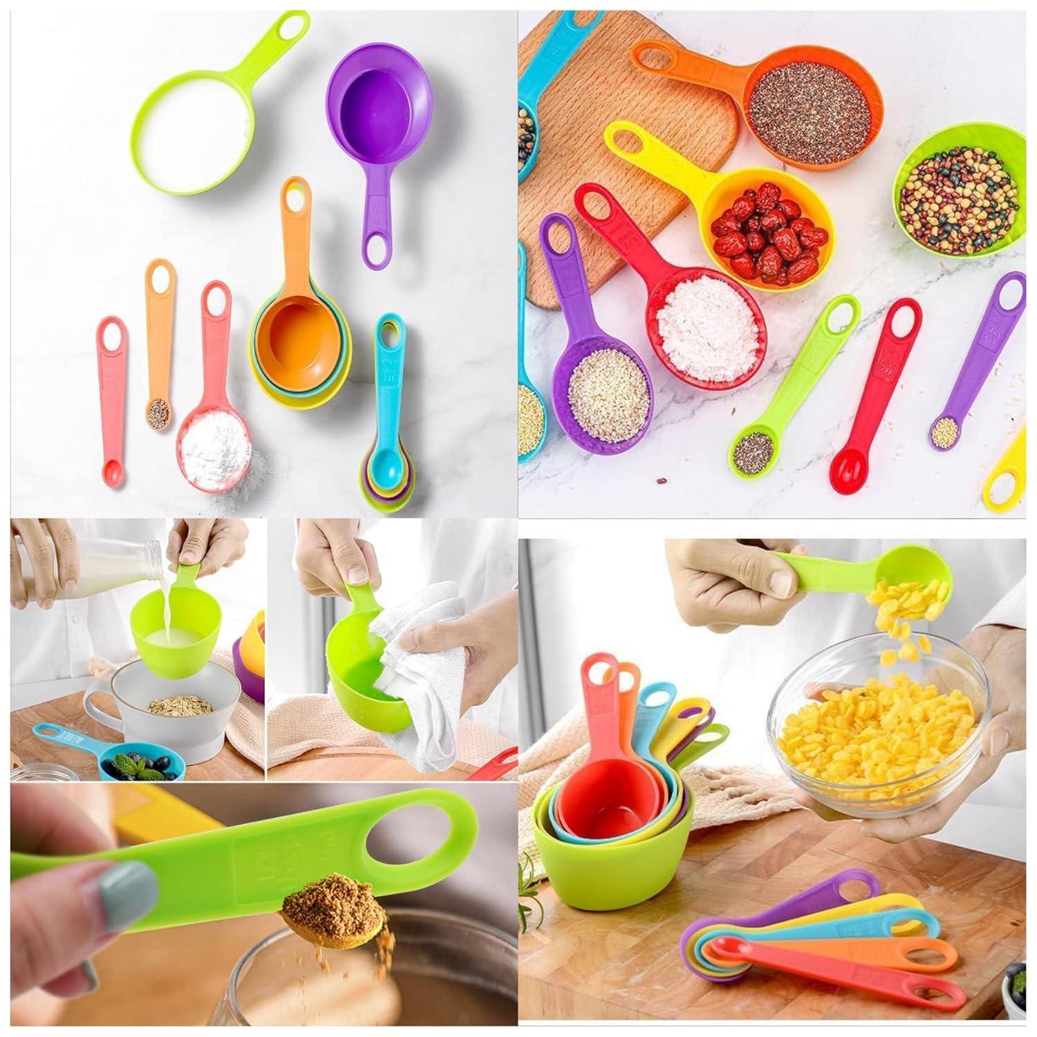 SPOORYYO 12-Piece Colorful Stackable Measuring Cup and Spoon Set for Precise Baking and Cooking
