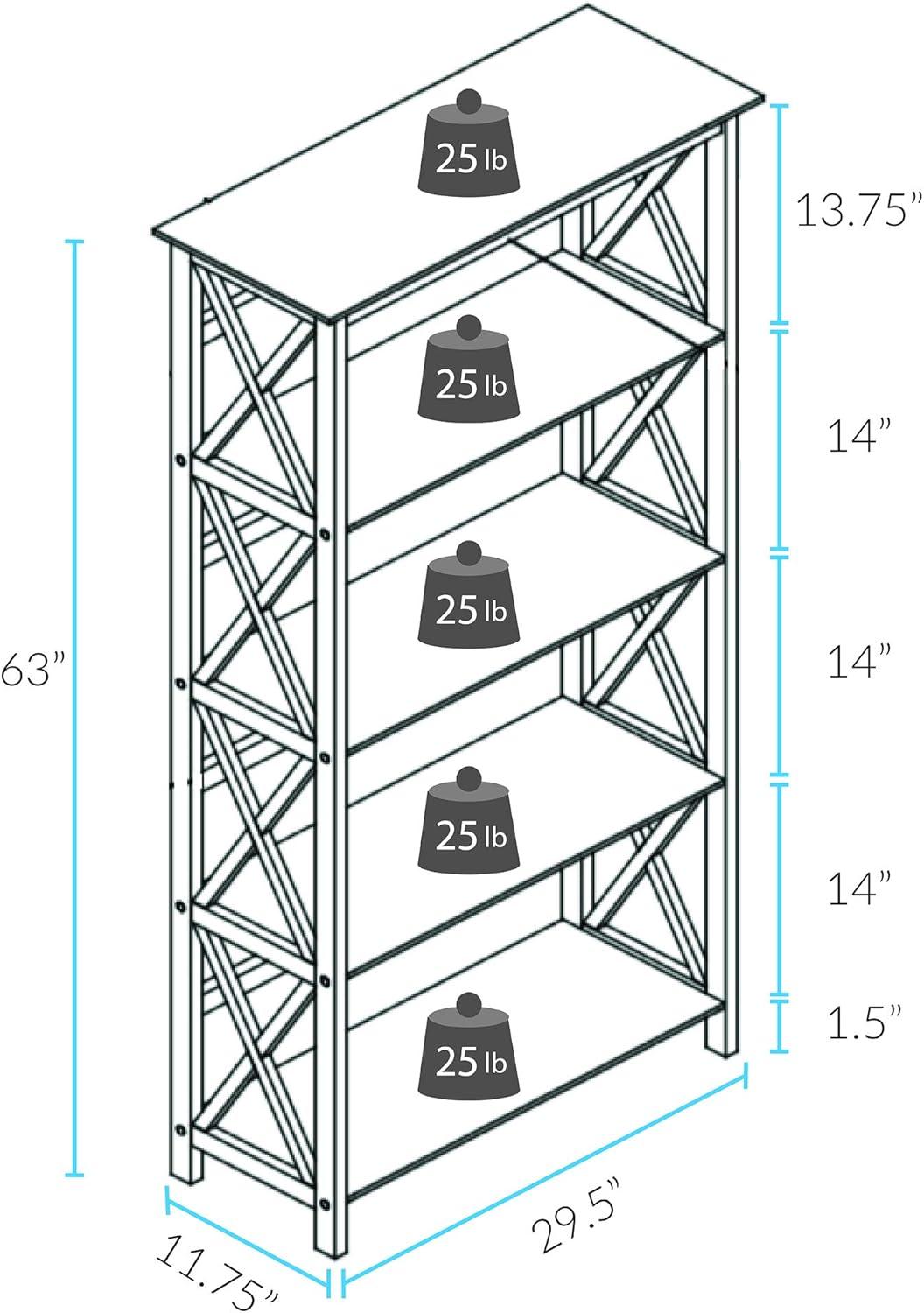 Casual Home Montego 5-Shelf Bookcase - Black