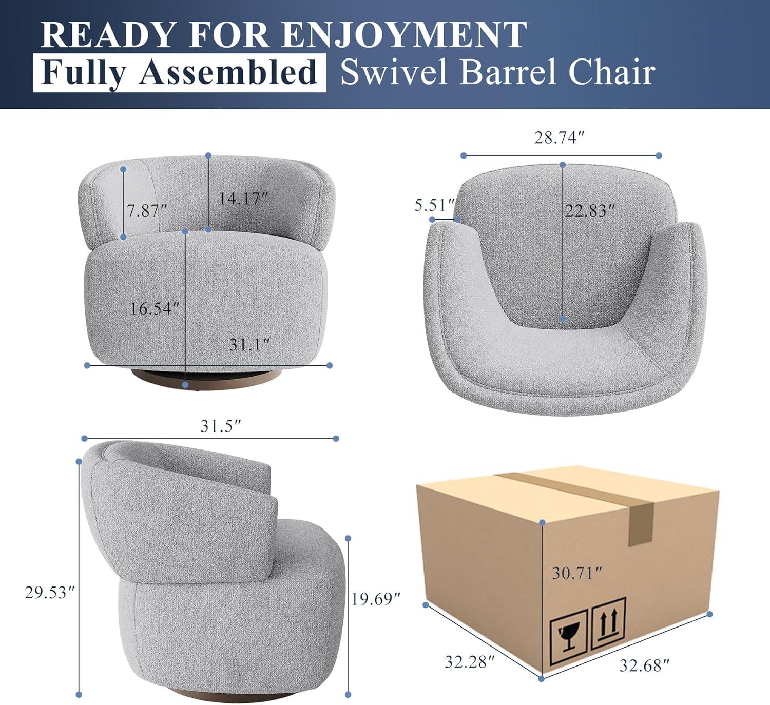 Jazmond Fully Assembled Upholstered Swivel Barrel Chair,Set of 2