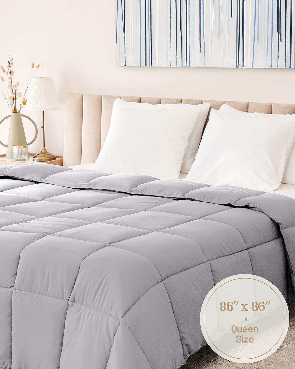 California King Gray Microfiber All-Season Comforter