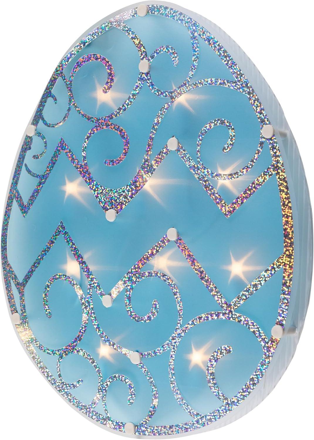 Northlight Lighted Easter Egg Window Decoration - 12" - Blue