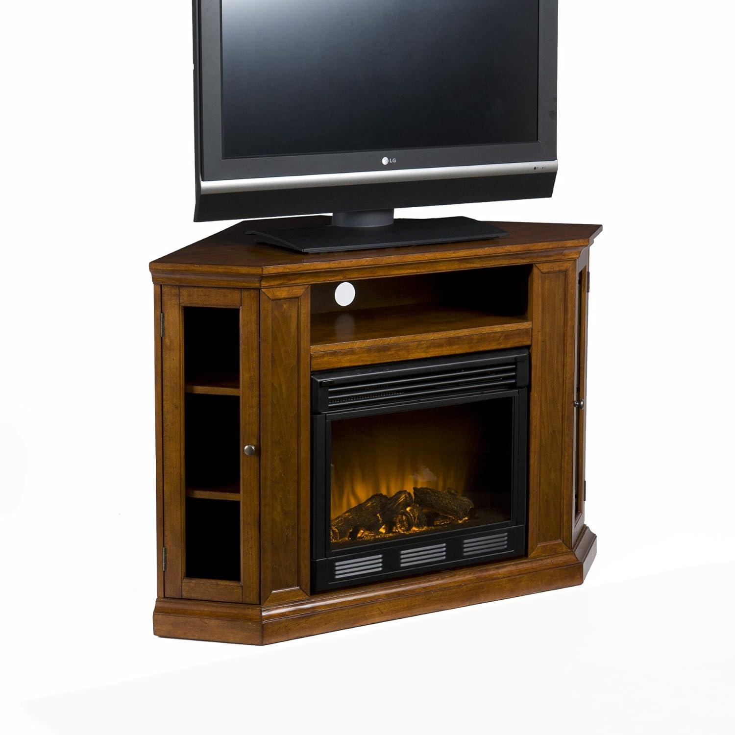 SEI Furniture Ponoma Convertible Media Electric Fireplace in Mahogany