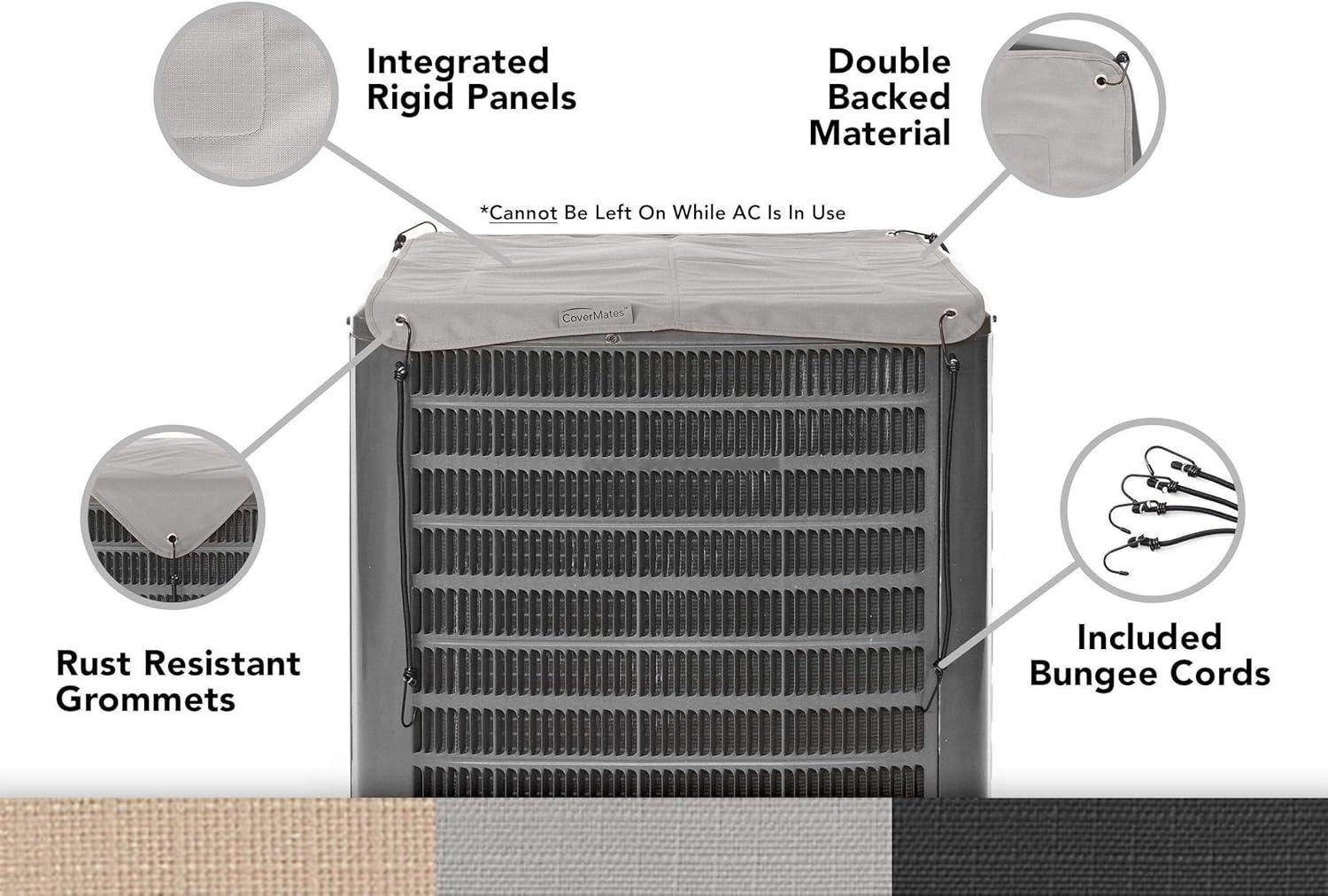 Covermates Armor Top Air Conditioner Cover â€“ Durable Outdoor Protection for AC Units, Ultima 600D Polyester, Armor Top 24W x 24D, Ripstop Grey