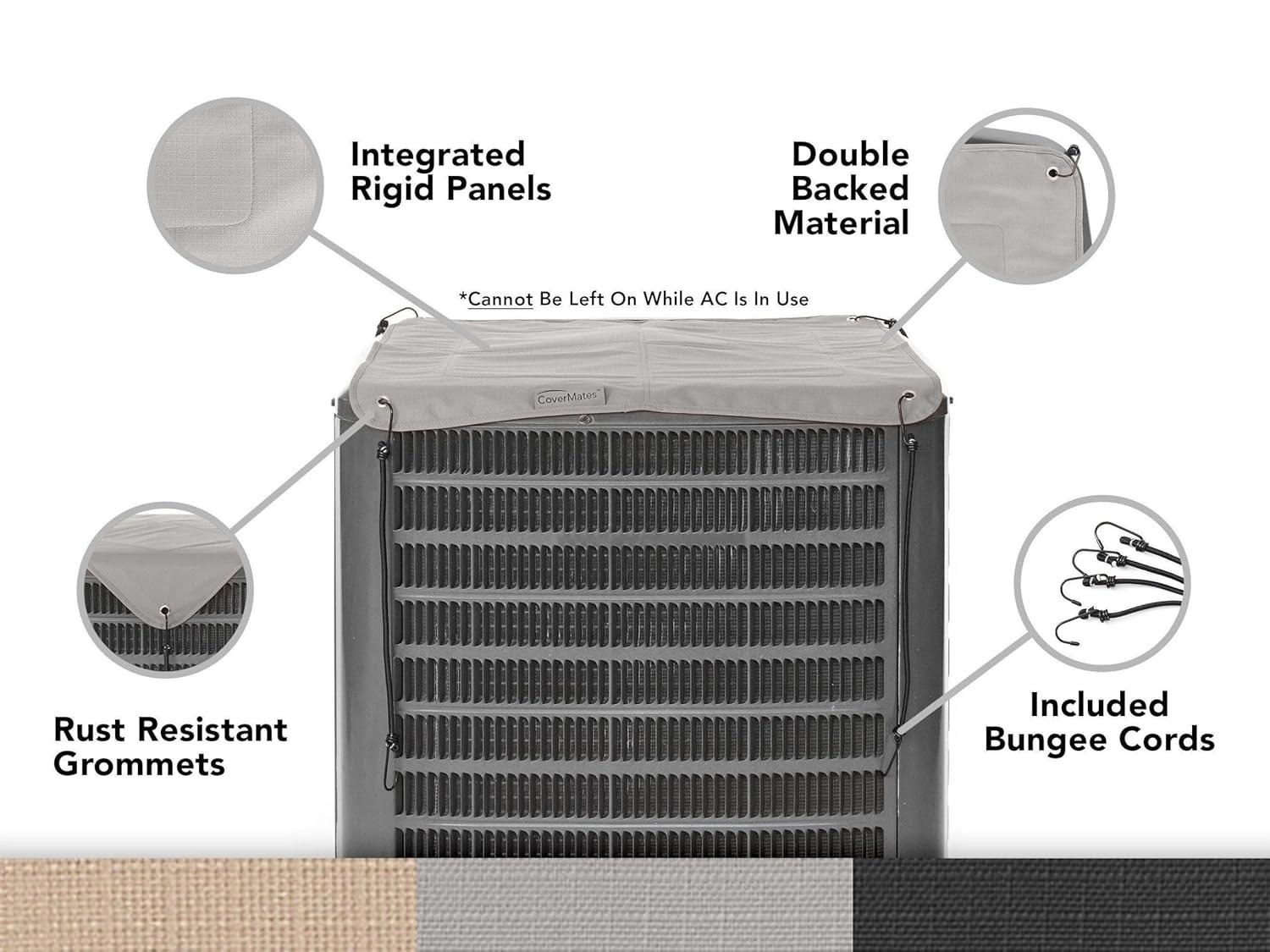 Covermates Armor Top Air Conditioner Cover â€“ Durable Outdoor Protection for AC Units, Ultima 600D Polyester, Armor Top 24W x 24D, Ripstop Grey