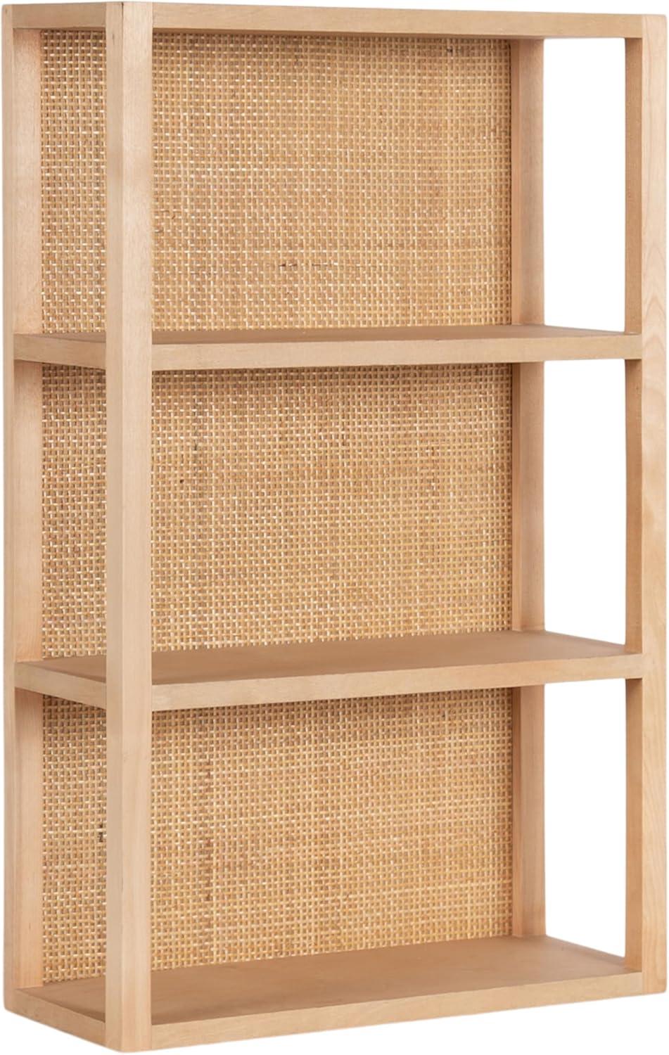 Kate & Laurel All Things Decor 30" Ori Rattan/Wood Wall Shelf Natural