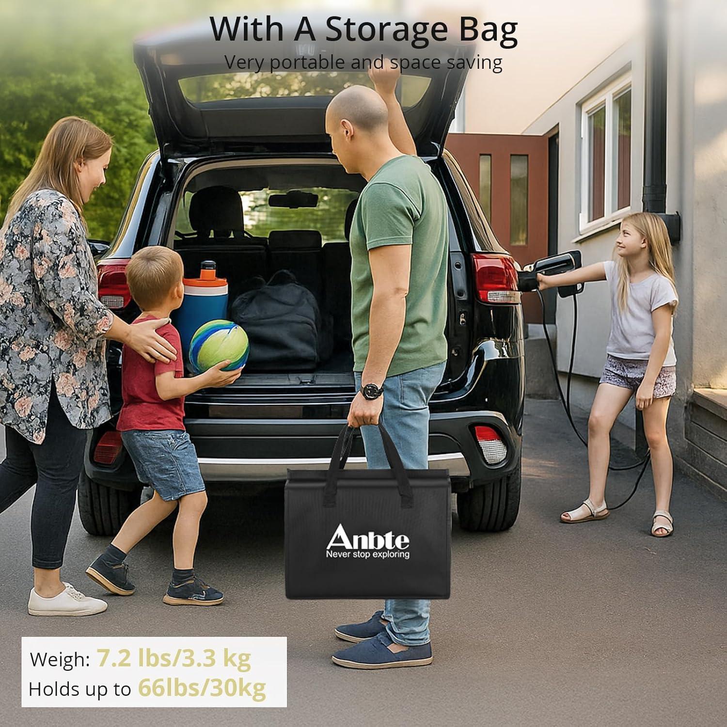 Black Aluminum Folding Camping Table with Adjustable Heights and Storage Net