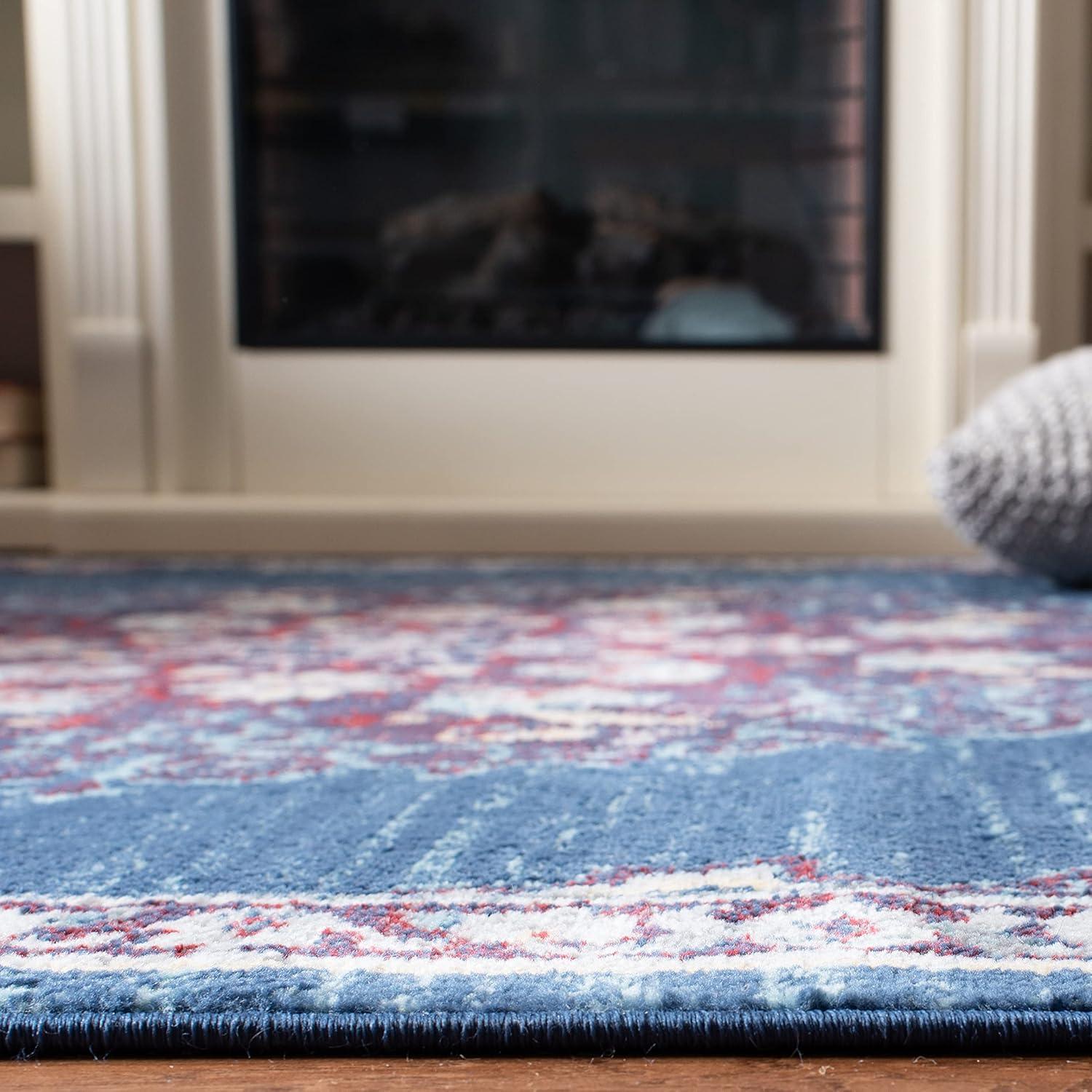SAFAVIEH Brentwood Harland Floral Bordered Area Rug, 6' x 9', Navy/Burgundy