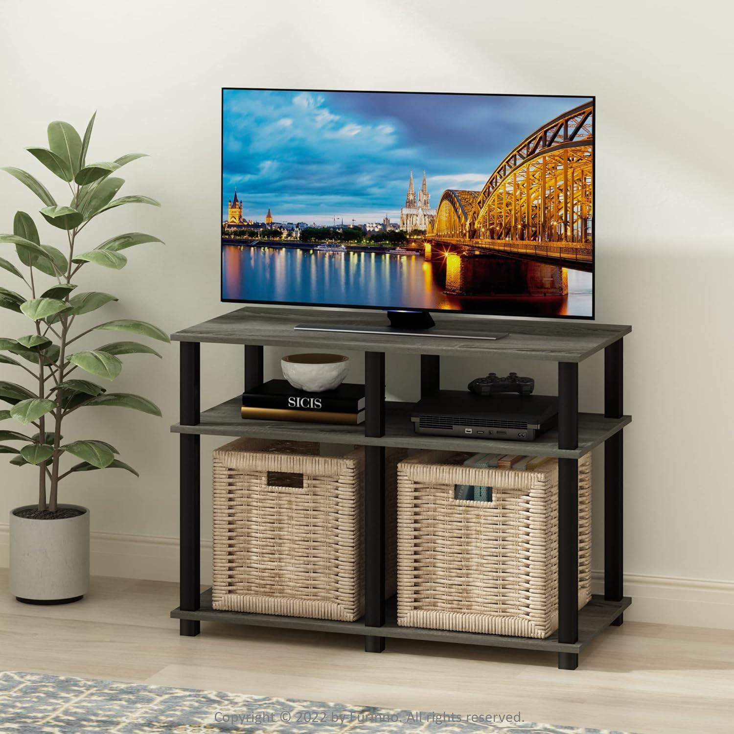 Chic French Oak and Black 40" Turn-N-Tube TV Stand