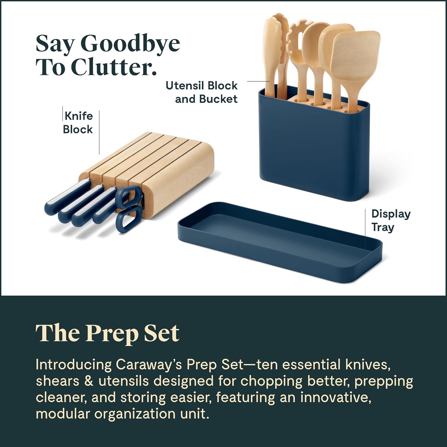 Navy and Light Wood 14-Piece Kitchen Prep Set