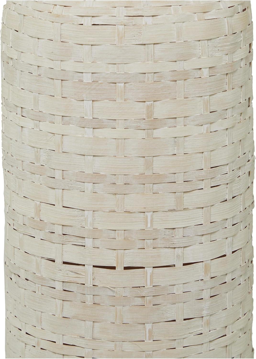 Studio 350 Florero Alto de Piso de Madera de Bambú Intrincadamente Tejido - Blanco O Marrón Blanco - 9"W, 48"H