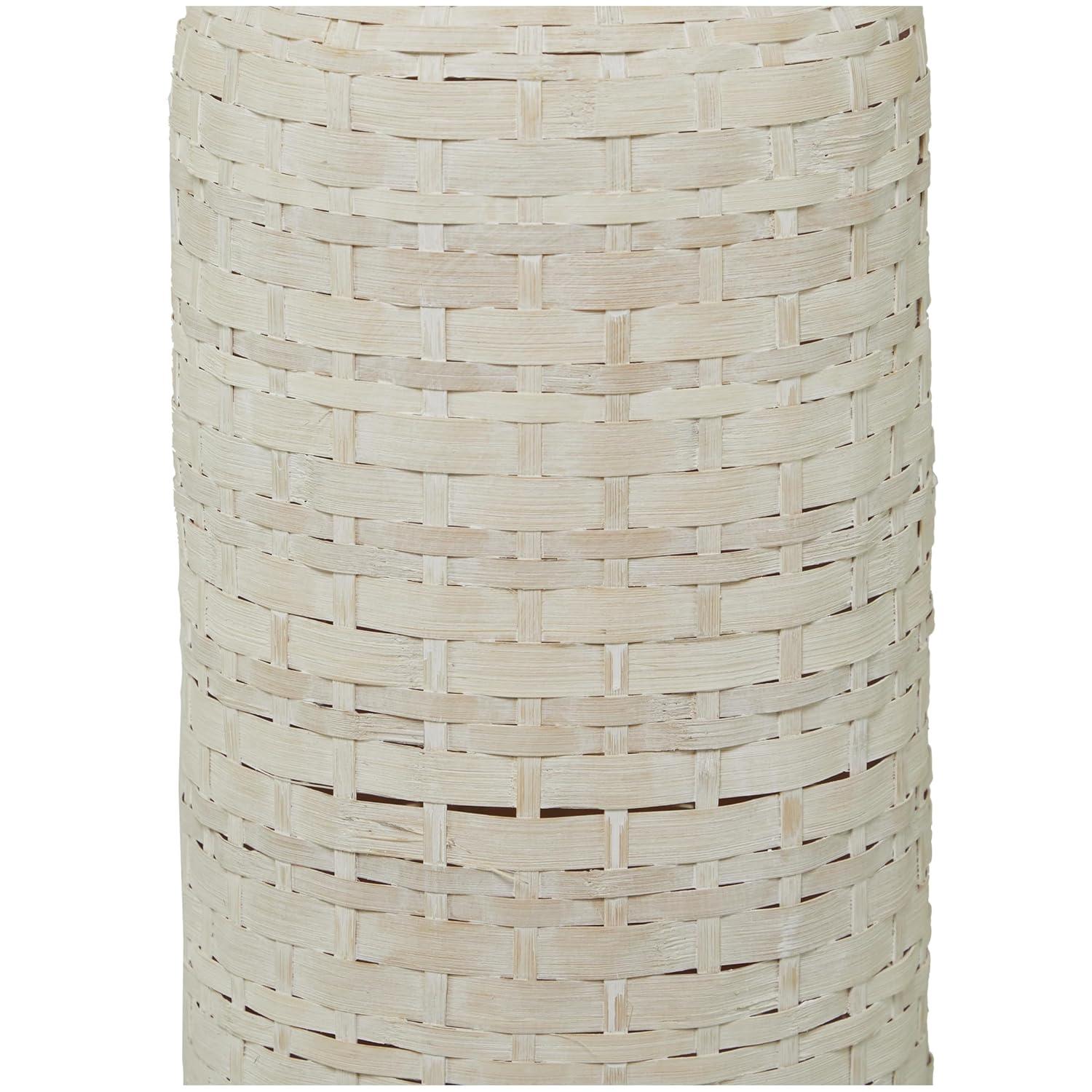 Studio 350 Florero Alto de Piso de Madera de Bambú Intrincadamente Tejido - Blanco O Marrón Blanco - 9"W, 48"H