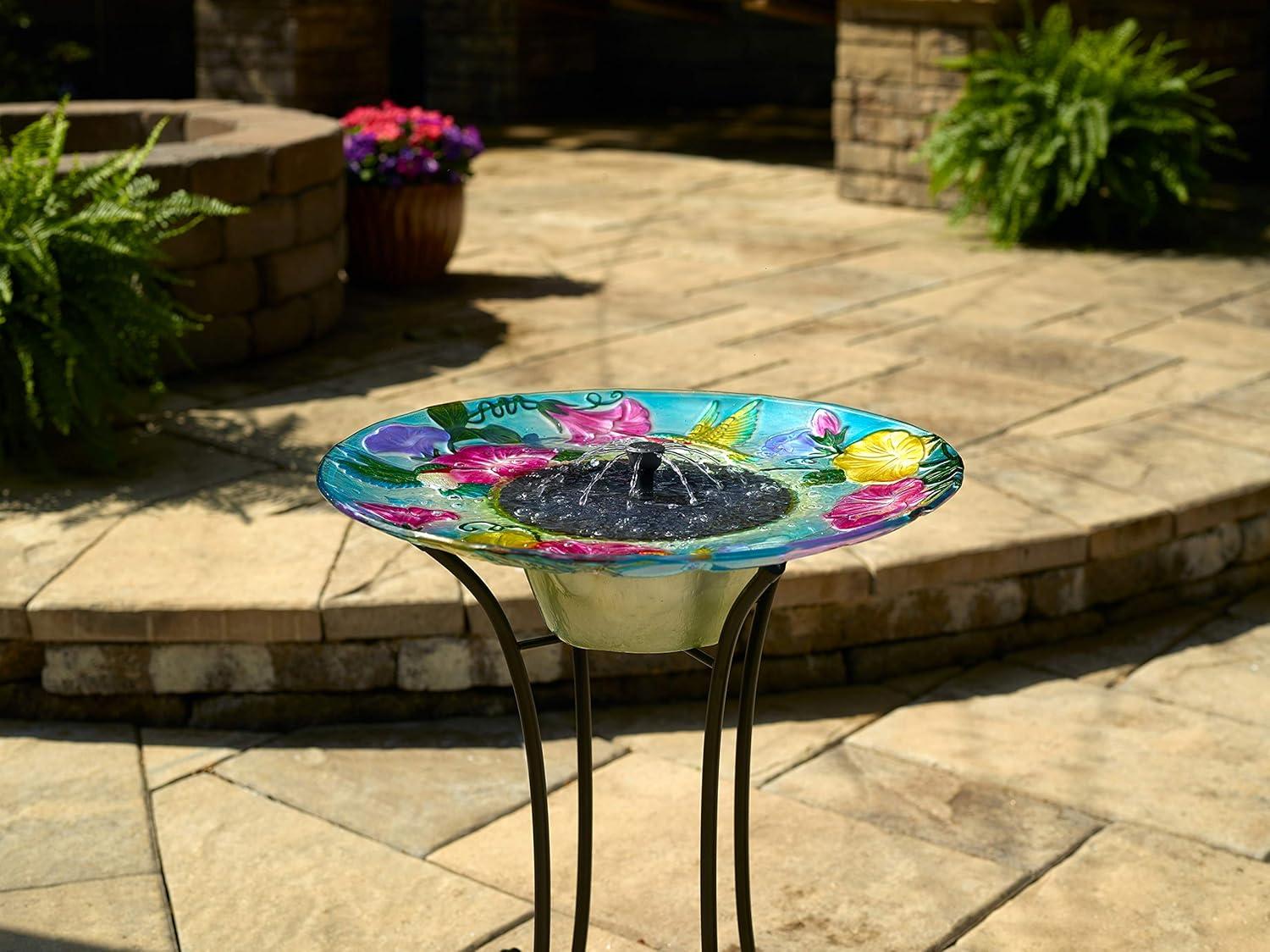 Smart Solar Japanese Koi Glass Solar Birdbath