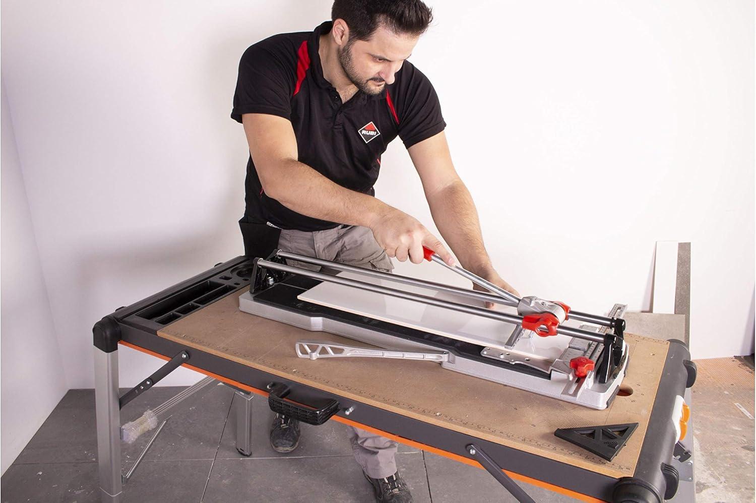 36-Inch Red and Silver Manual Tile Cutter with Case