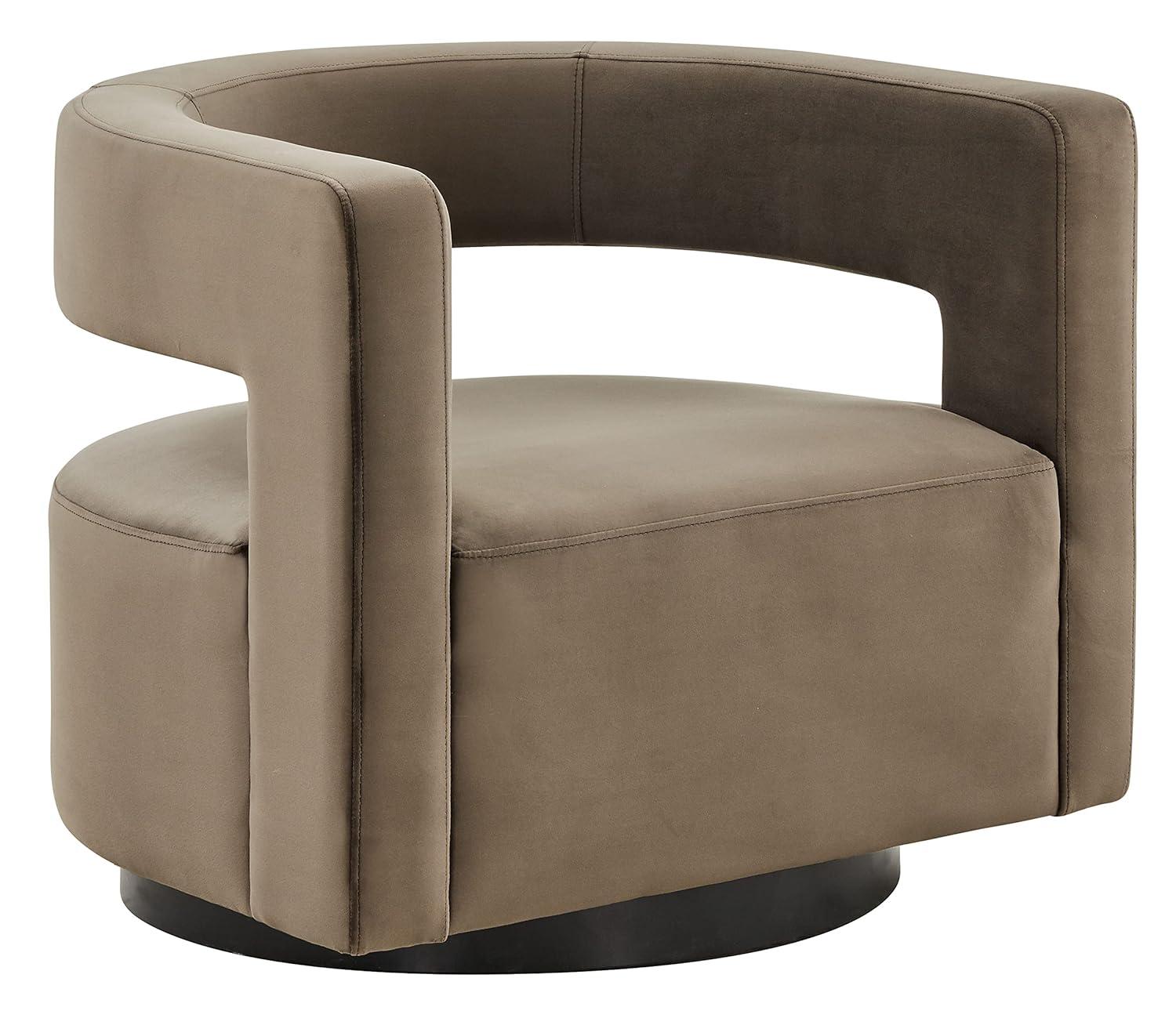 SAFAVIEH Couture Edgar Modern Velvet Solid Swivel Armchair, Dark Brown
