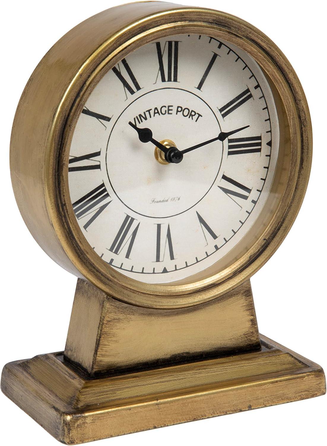 Creative Co-Op Quartz Gold Metal Tabletop Clock