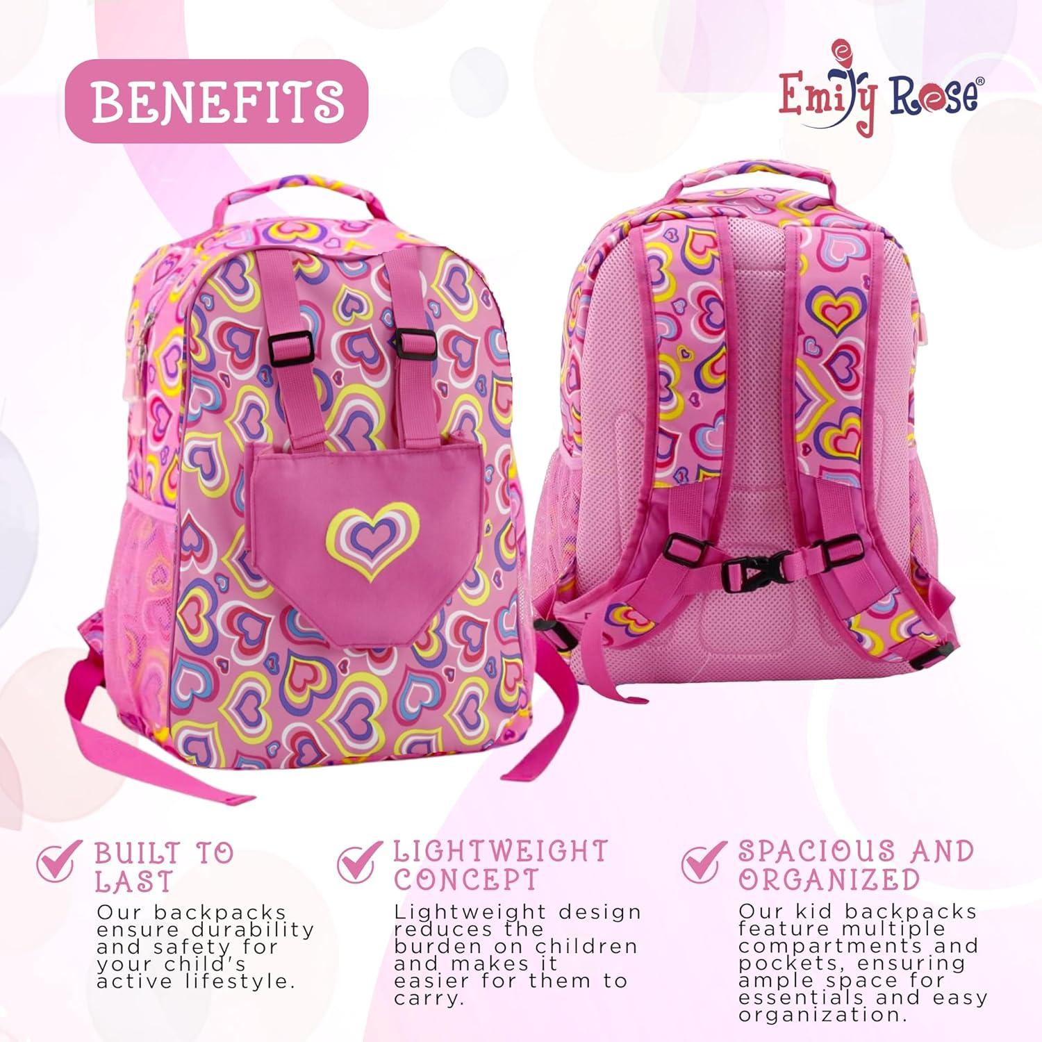 Playful Hearts Pink Polyester Kids Backpack with Doll Carrier