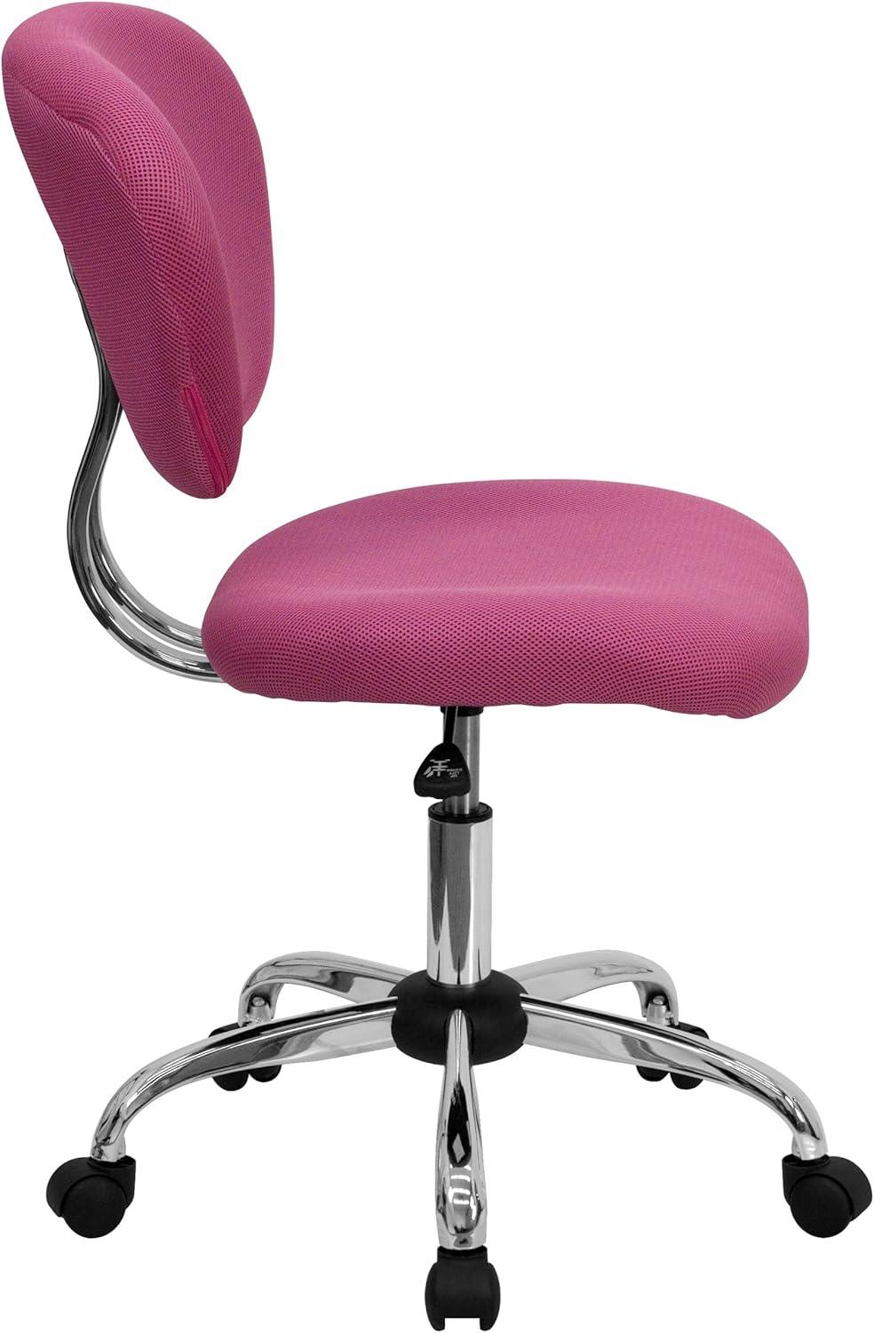 Flash Furniture Mid-Back Pink Mesh Padded Swivel Task Office Chair with Chrome Base