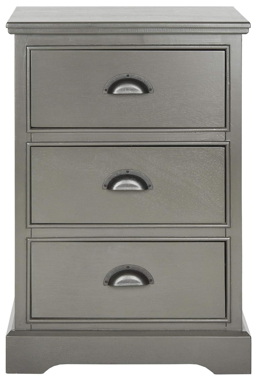 Griffin 3 Drawer Side Table - Grey - Safavieh.