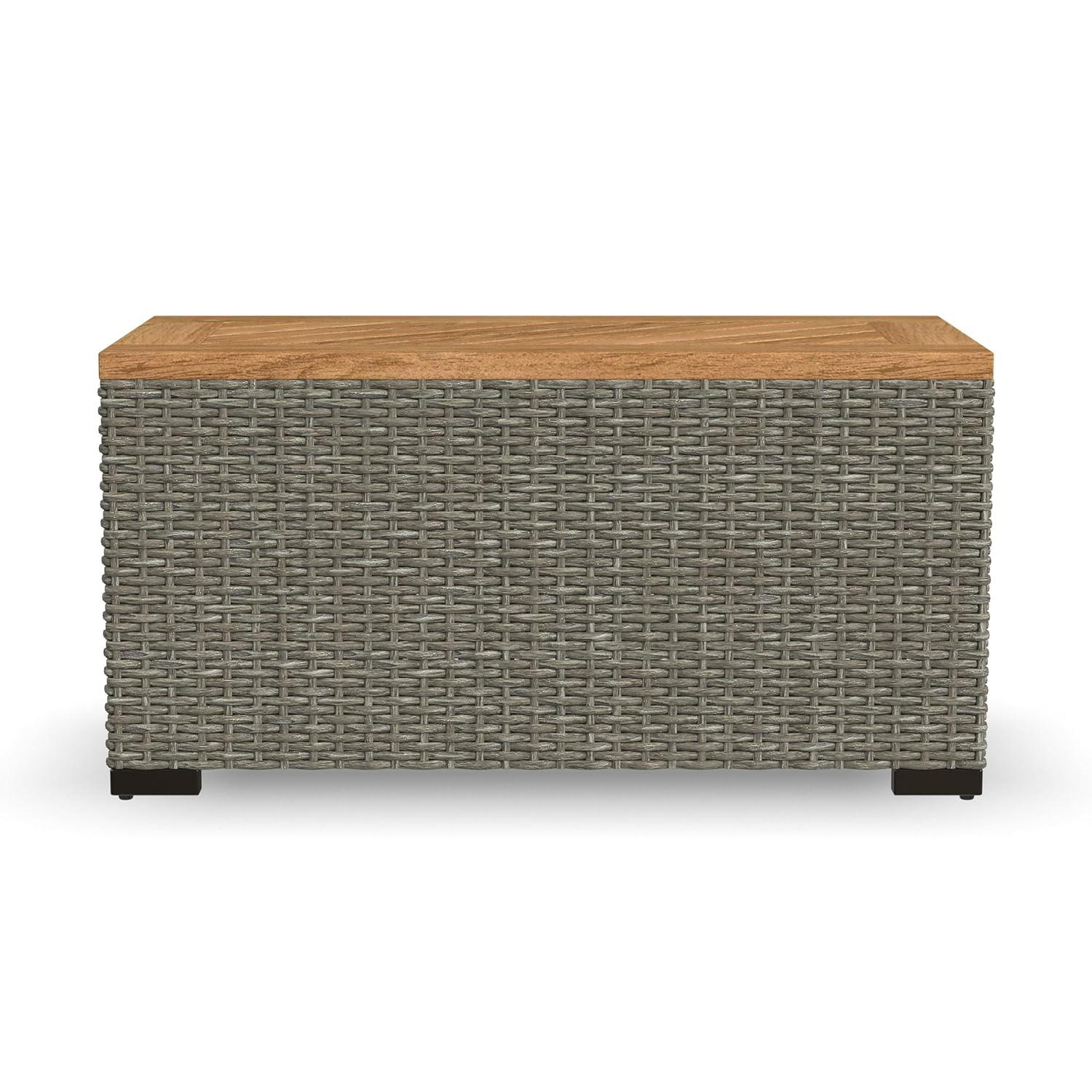 Homestyles Boca Raton Rattan Outdoor Storage Table in Brown
