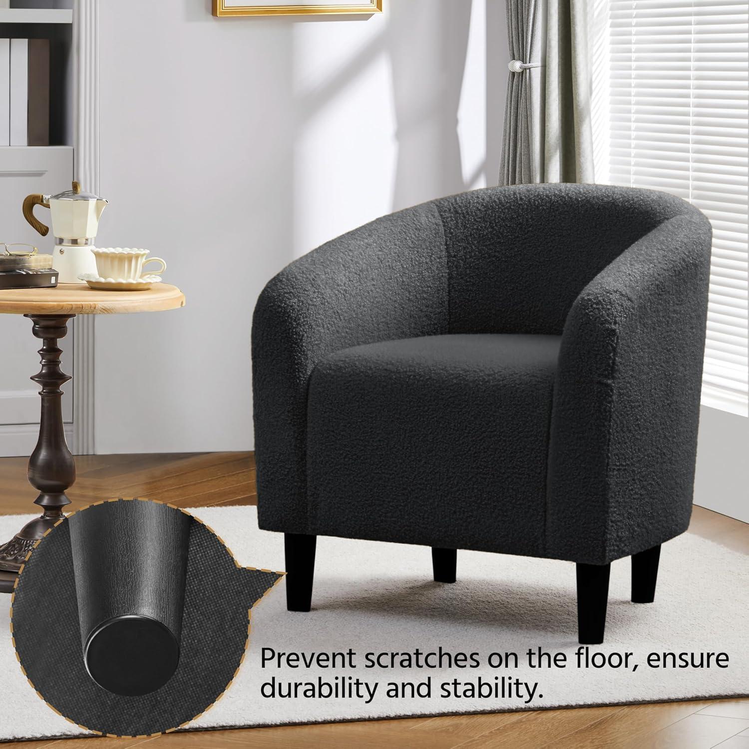 Yaheetech Upholstered Armchair Accent Barrel Chair, Dark Gray