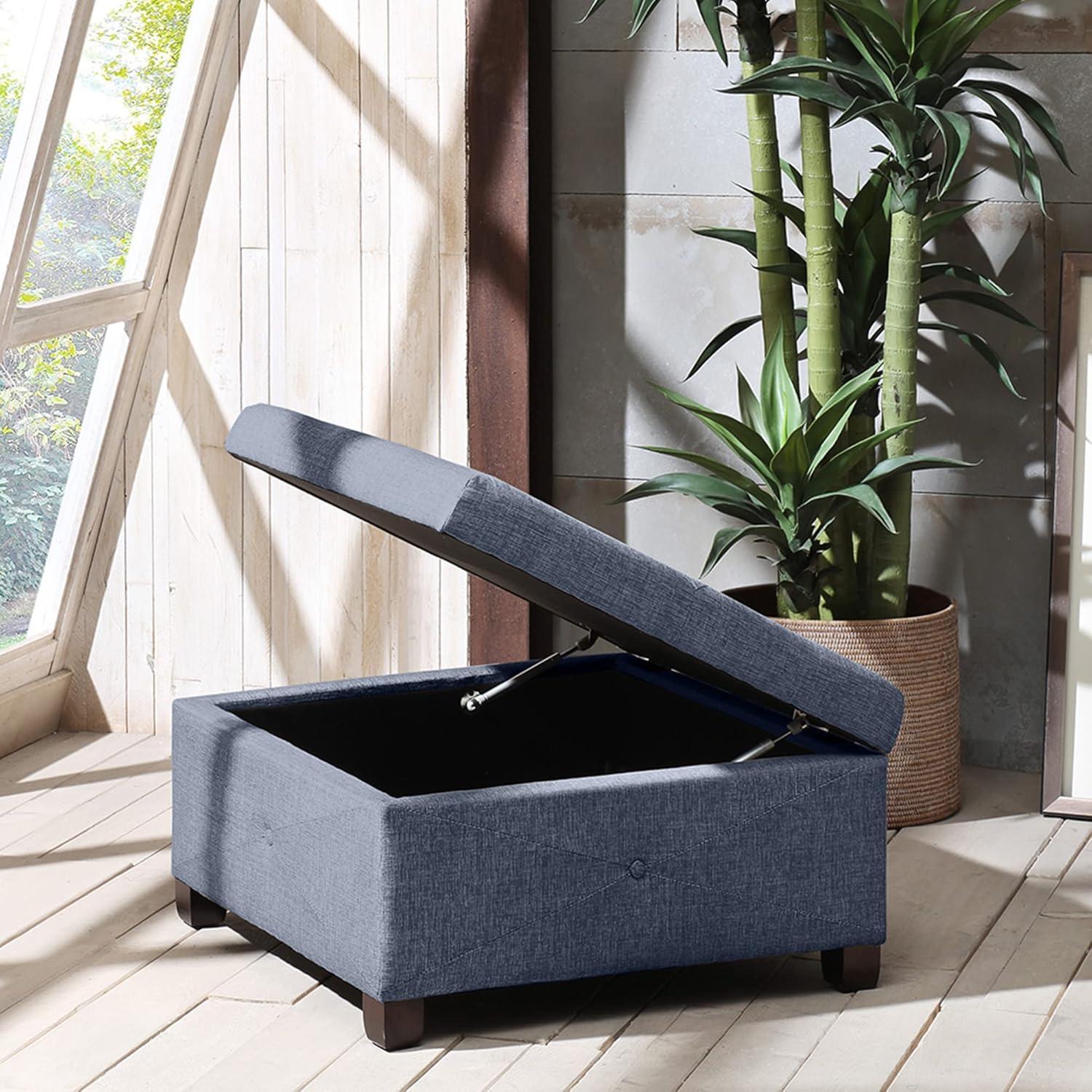 Della Button Tufted Square Storage Ottoman