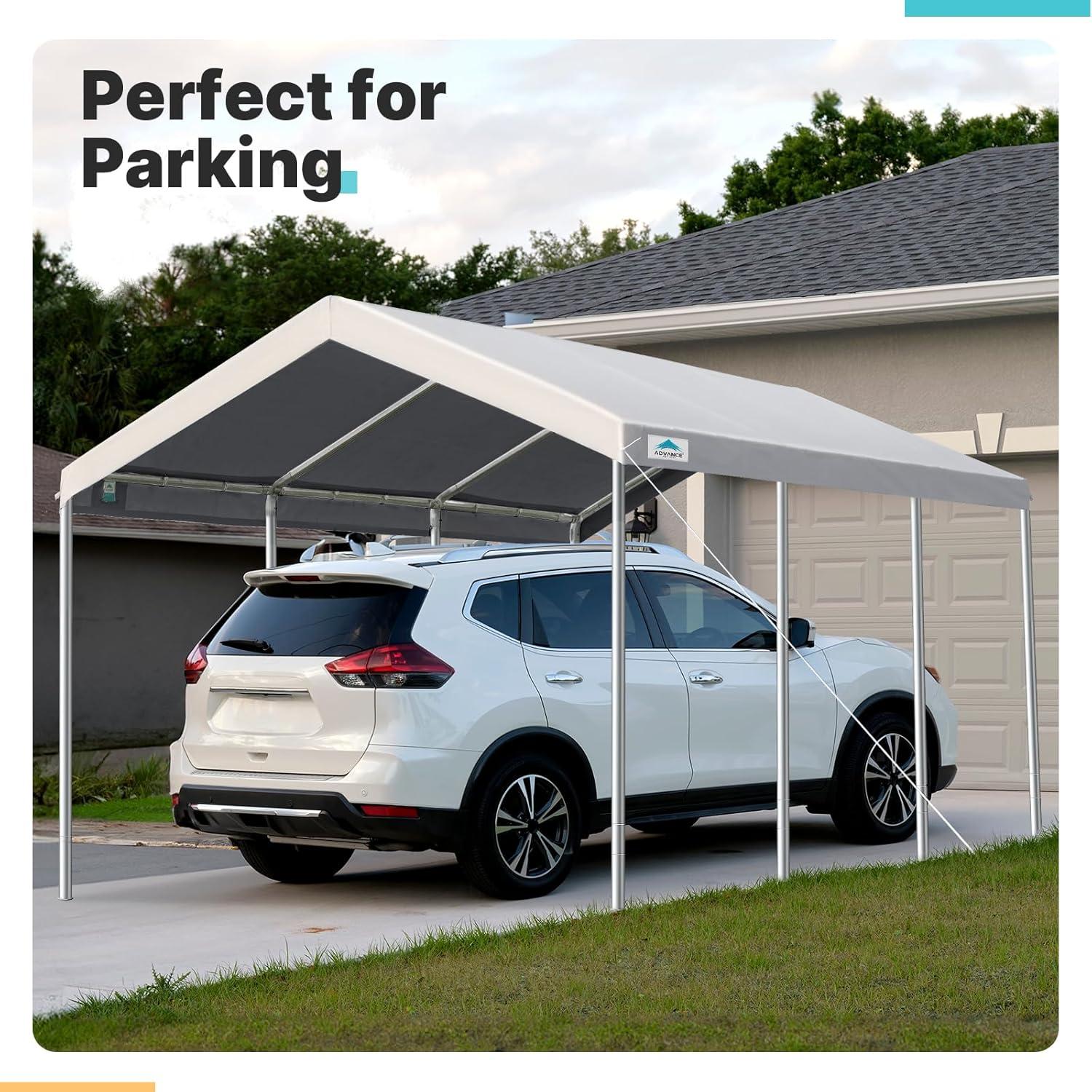 ADVANCE OUTDOOR 10 ft x 20 ft x 11 ft Car Canopy Garage Boat Shelter Gray Carports
