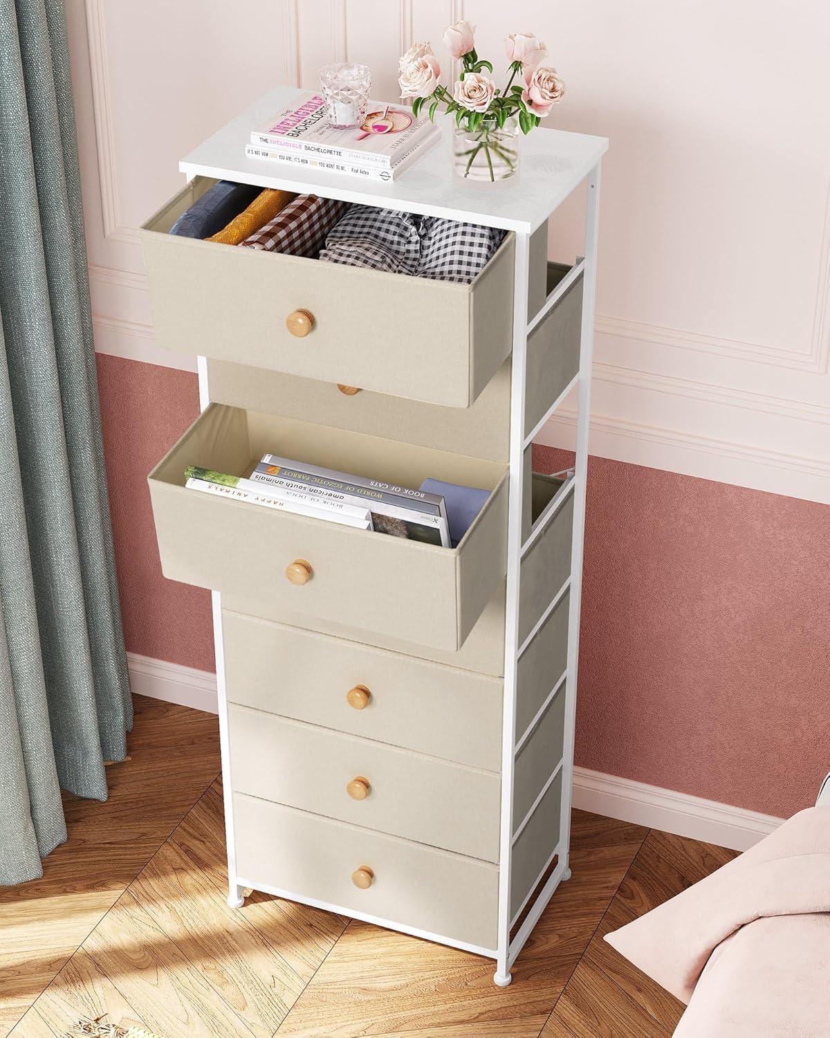 Crestlive Products 7 Drawers dresser for bedroom Chest Furniture Storage Tower Organizer Unit for Bedroom Beige